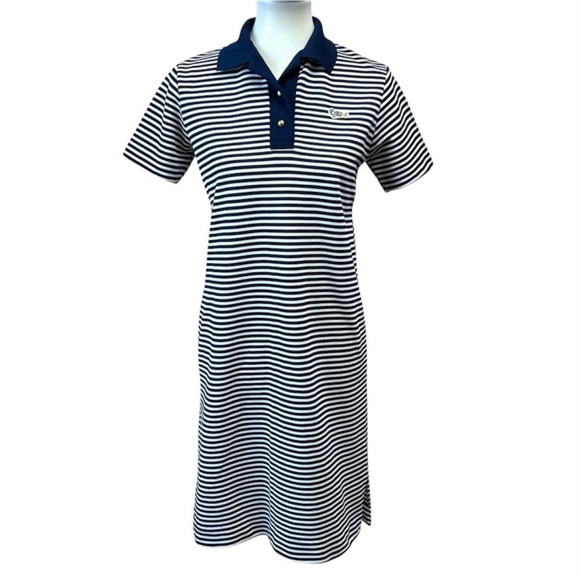 Vintage Mid Century Mod MCM Striped Polo Dress Beach Crab M