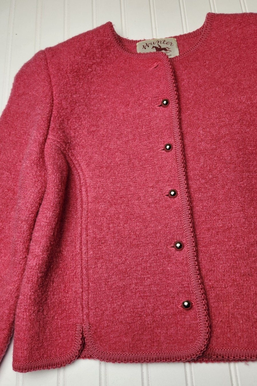 Vintage Pink Barbiecore Jacket Virgin Wool Cropped Blazer Hunter Sportswear
