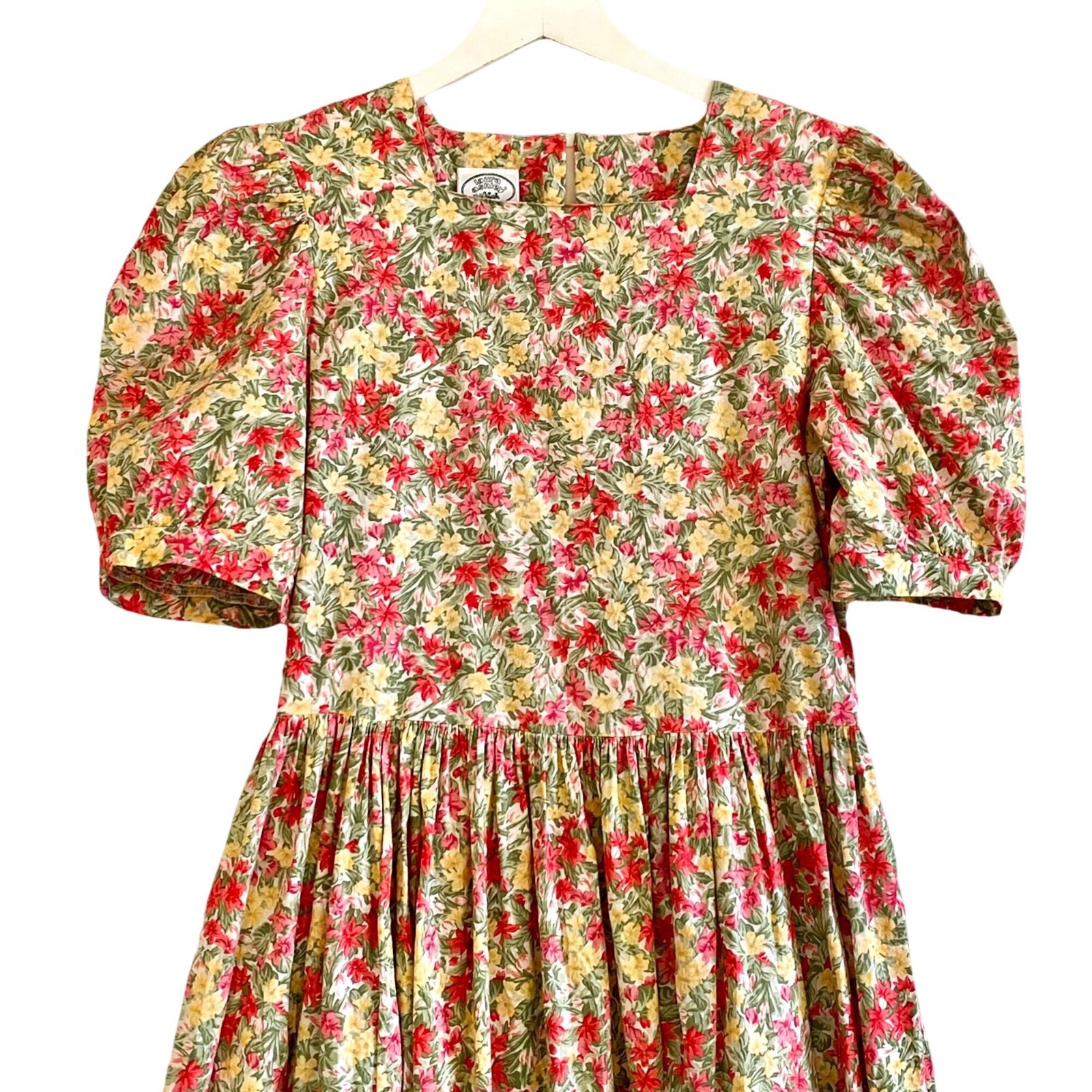 Vintage Laura Ashley Floral Cotton Tea Dress UK10 US6 Made in Great Britain