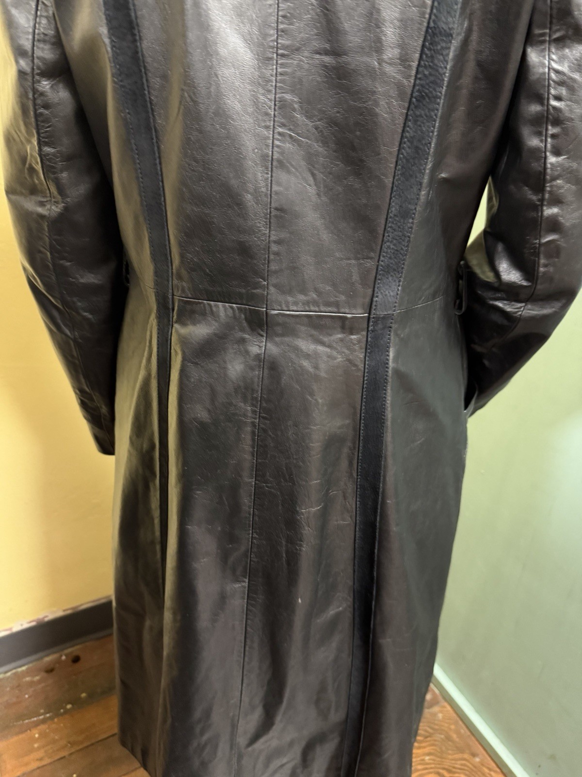 Vintage 70s The Tannery Montgomery Ward Black Leather & Suede Trench