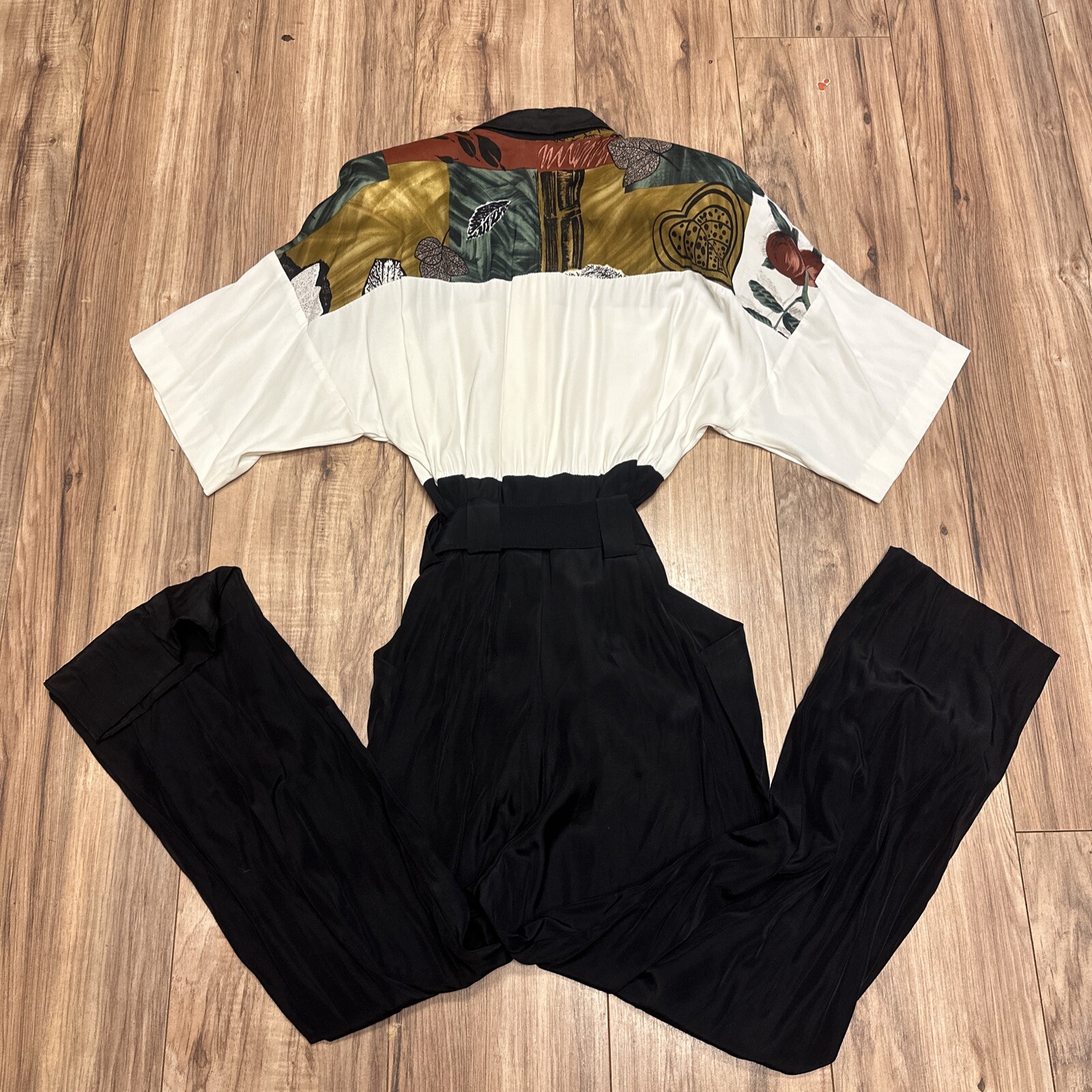 Vintage 80s Menu Puff Sleeve Dress Floral Heart