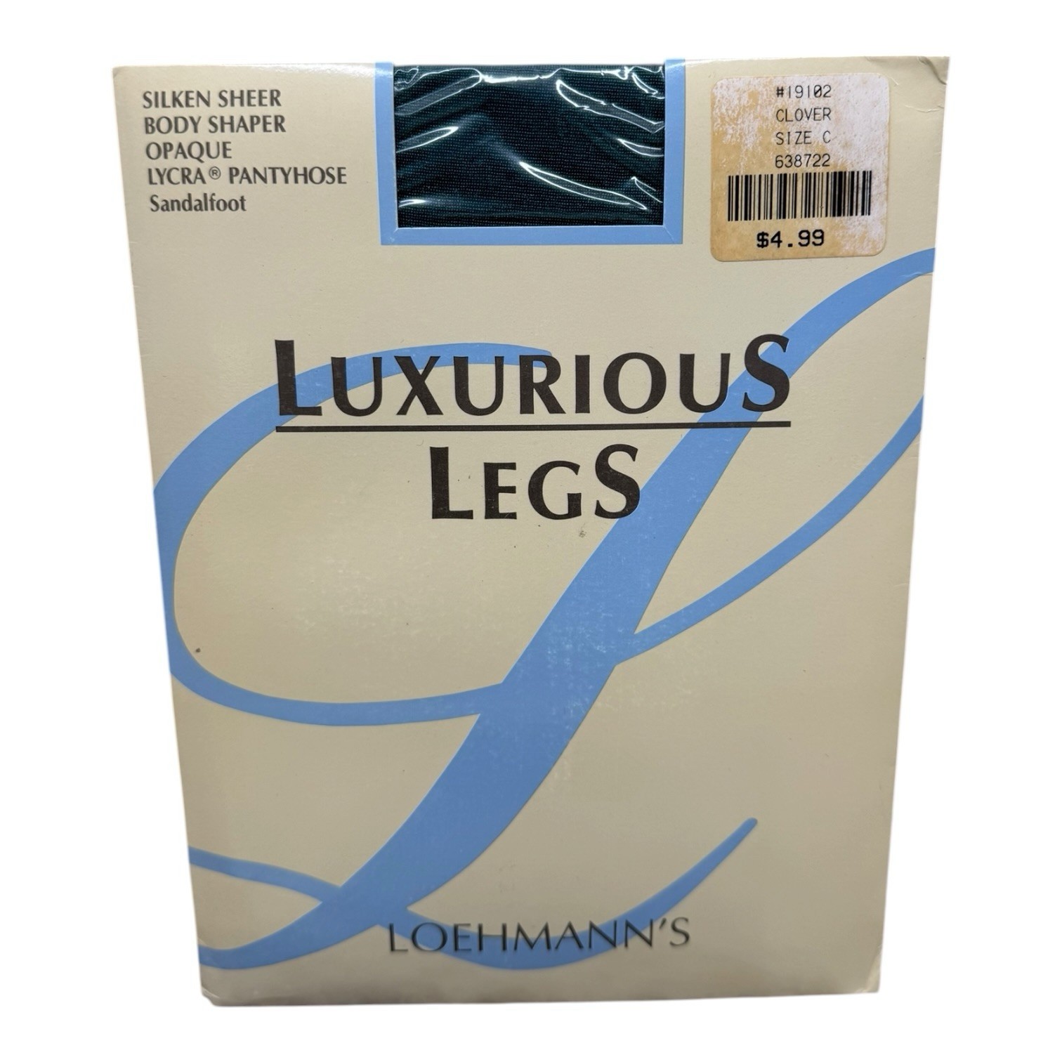 Vtg Loehmanns Luxurious Legs Silken Sheer Opaque Body Shaper Pantyhose C Clover