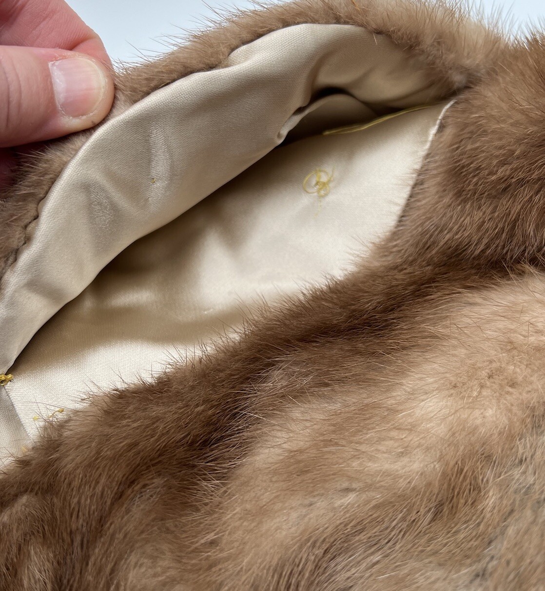 VTG Mink Fur Stole& Hat Shawl Collar Shoulder Wrap Brown O/S 60s 50s