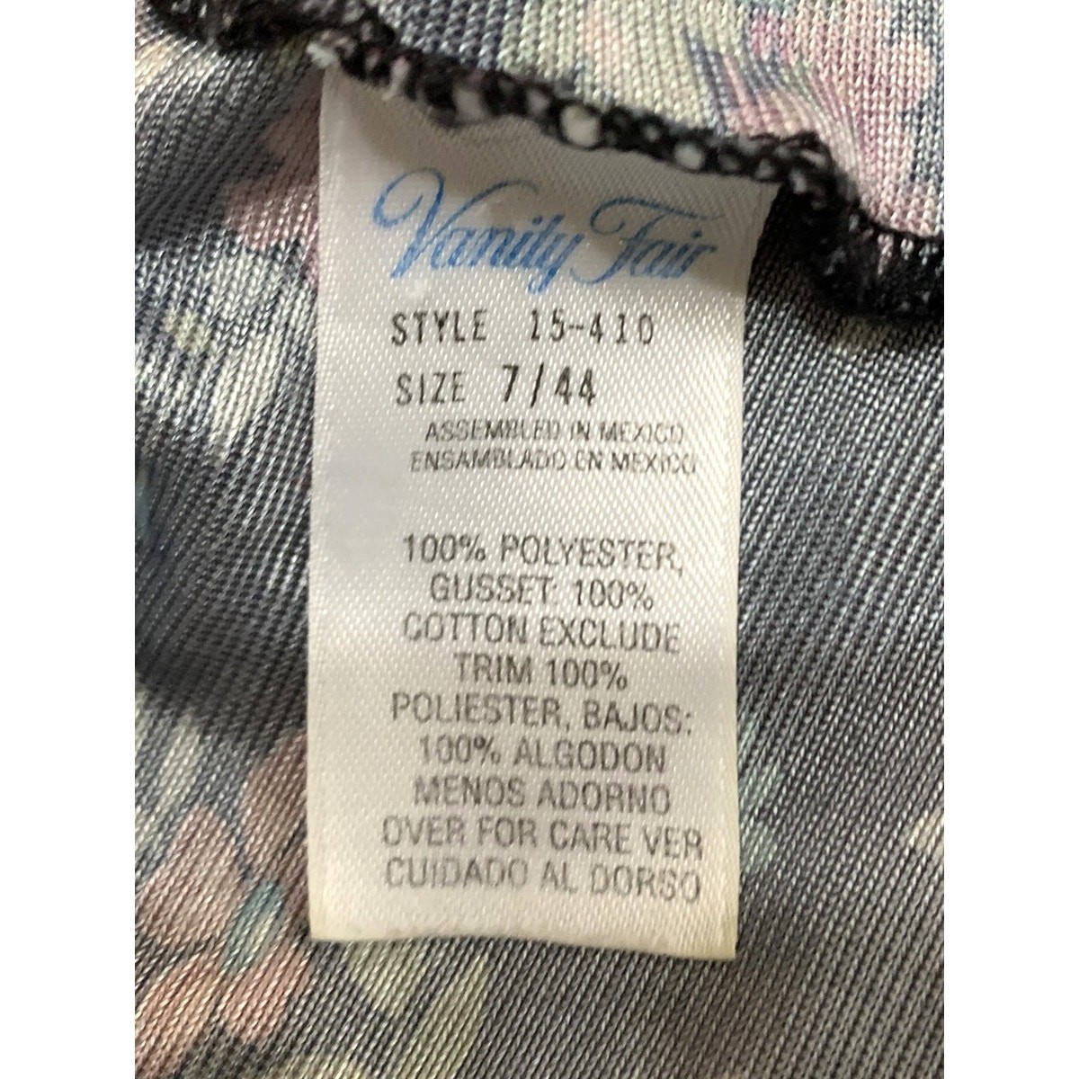 Vintage Vanity Fair Panties Black Pink & Blue Floral 100% Nylon Size 7 / 44 NWOT