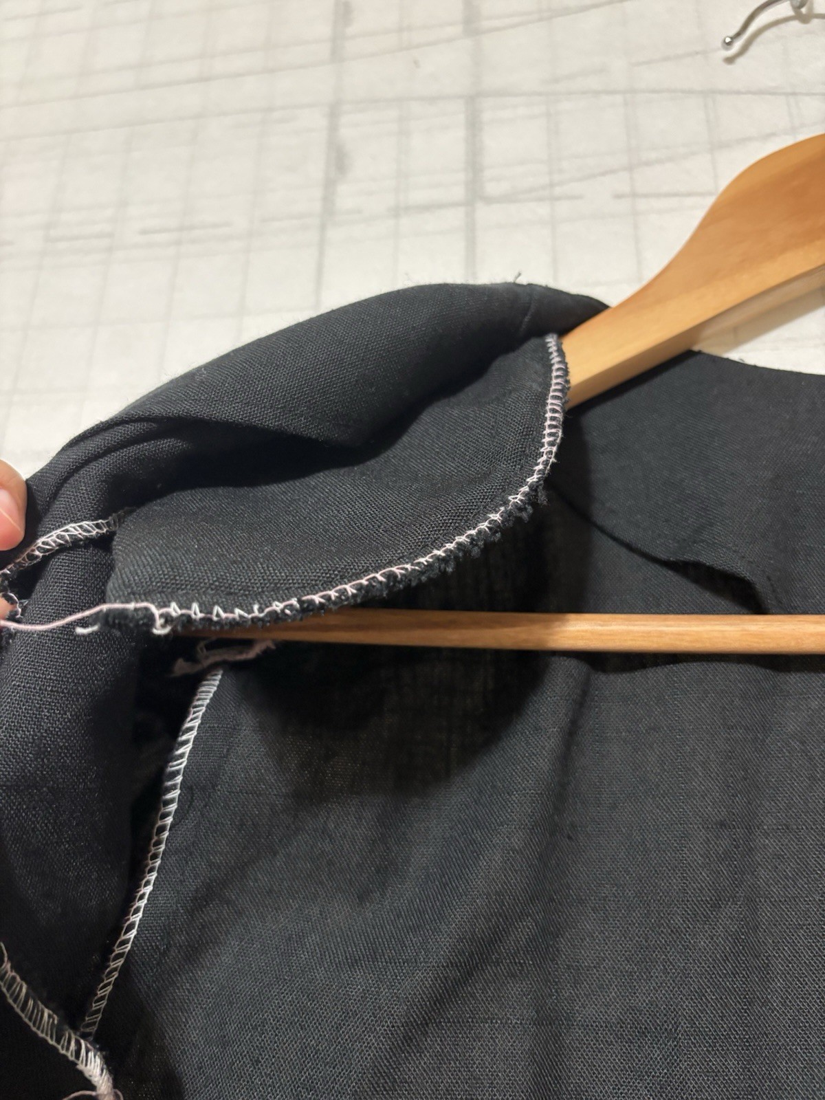 Womens Vintage One Button Padded Shoulder Blazer Black Size Large Linen