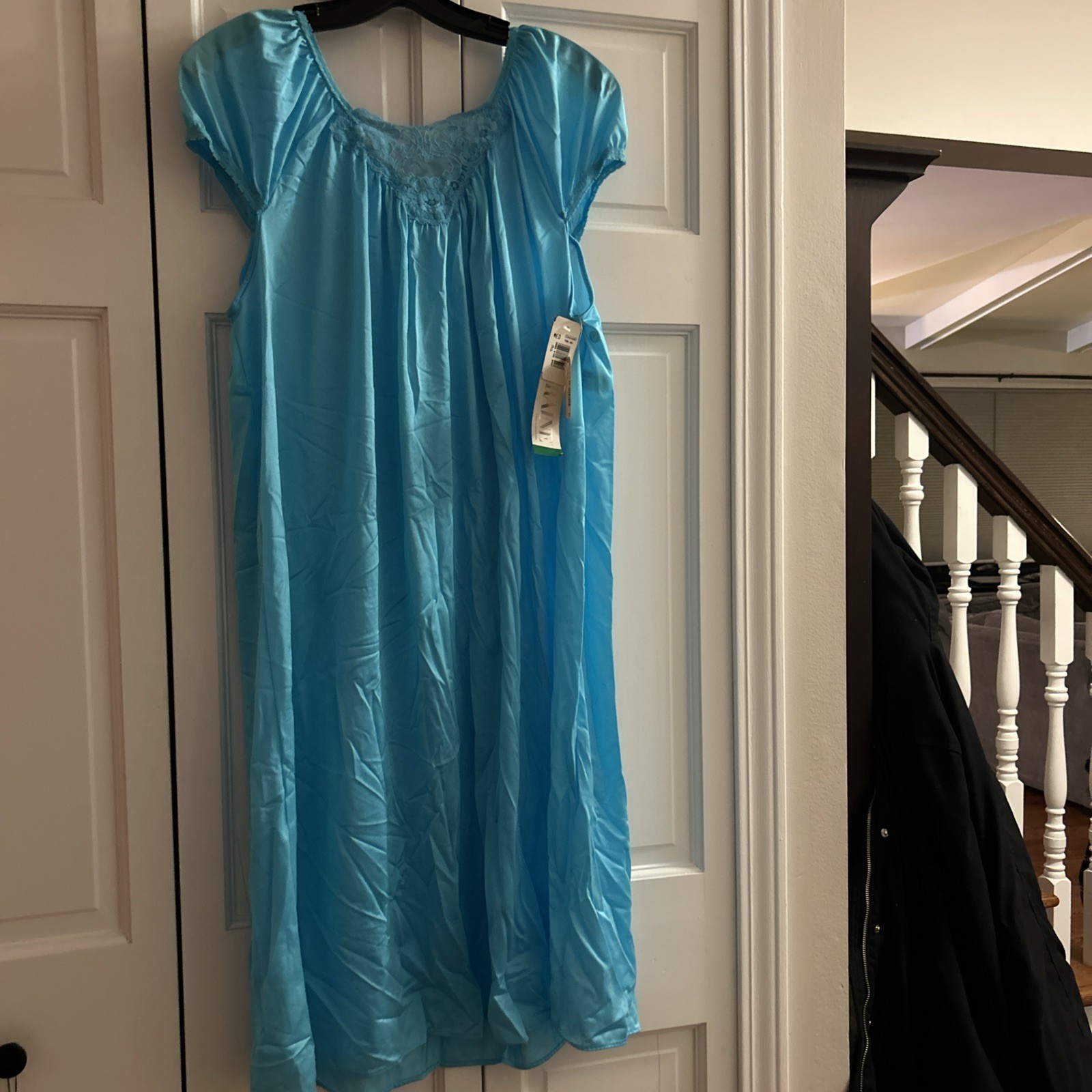 Vintage Lorraine Lingerie Nightgown Turquoise Blue Size Medium New With Tags