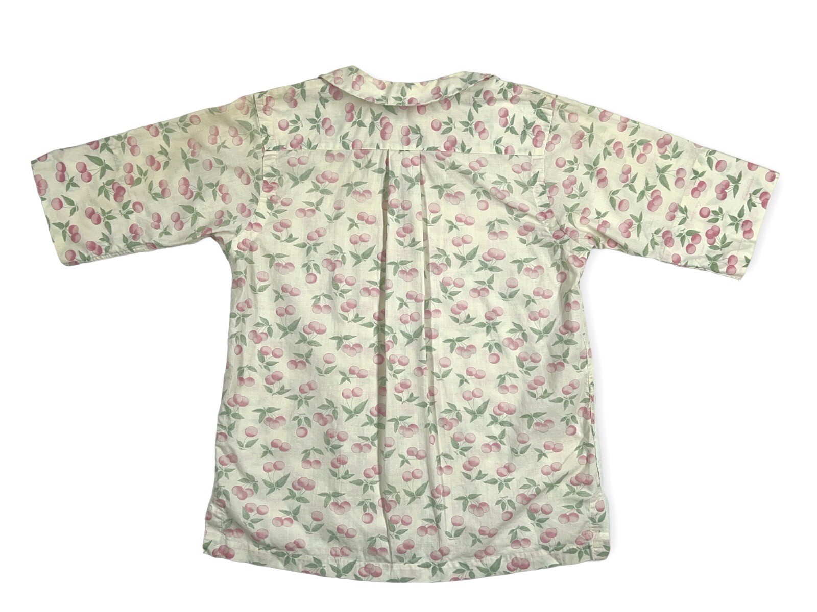 VINTAGE 1950S WOMENS LOOP COLLAR CHERRY PATTERN ALL OVER BUTTON UP 12