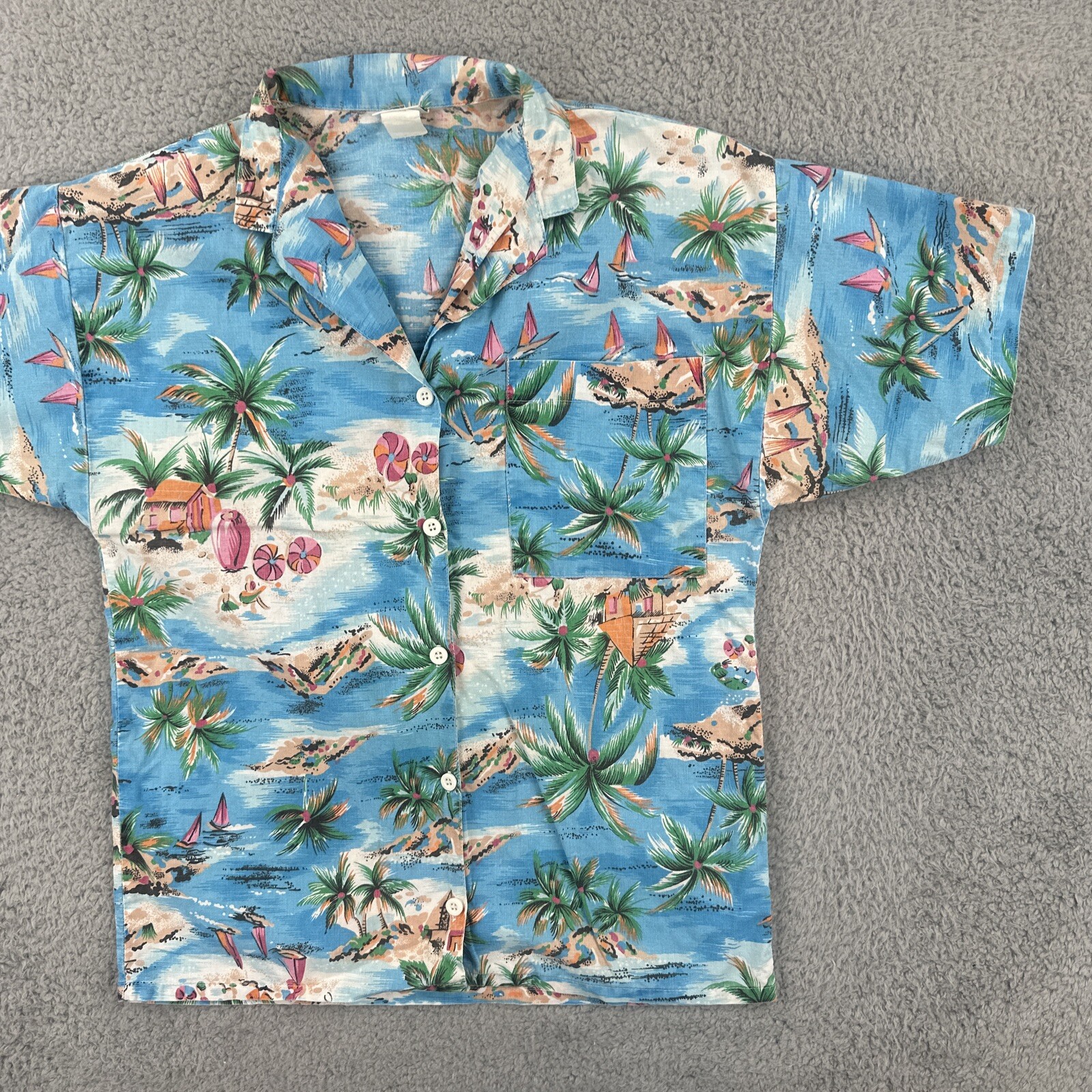 Vintage Palmetto’s 90s Women’s Size S Hawaiian Beach Camp Button Up Shirt EUC