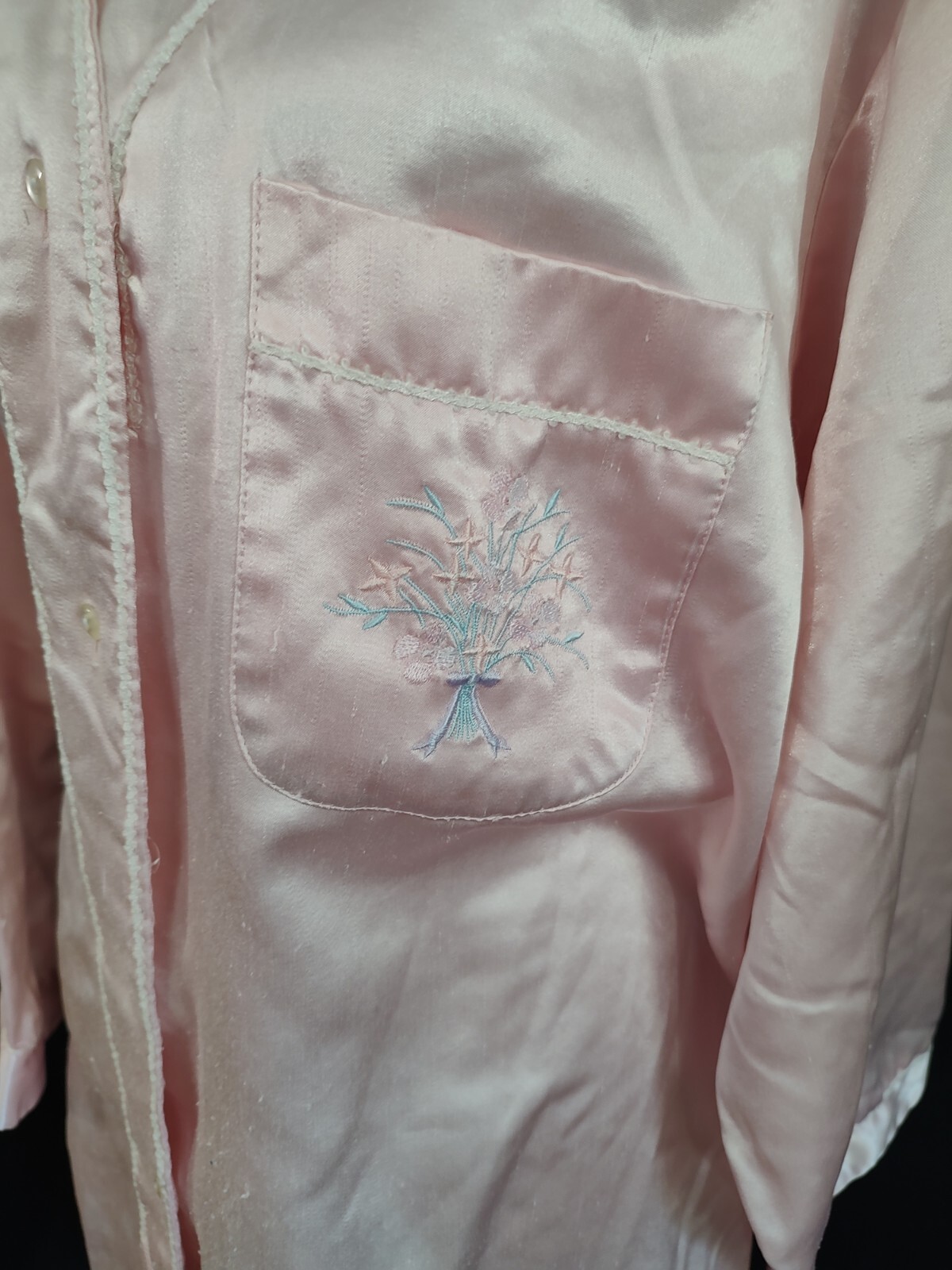 Vintage 90’s Nightgown Erica Taylor Brushed Back Satin Shine Pink Nightshirt L