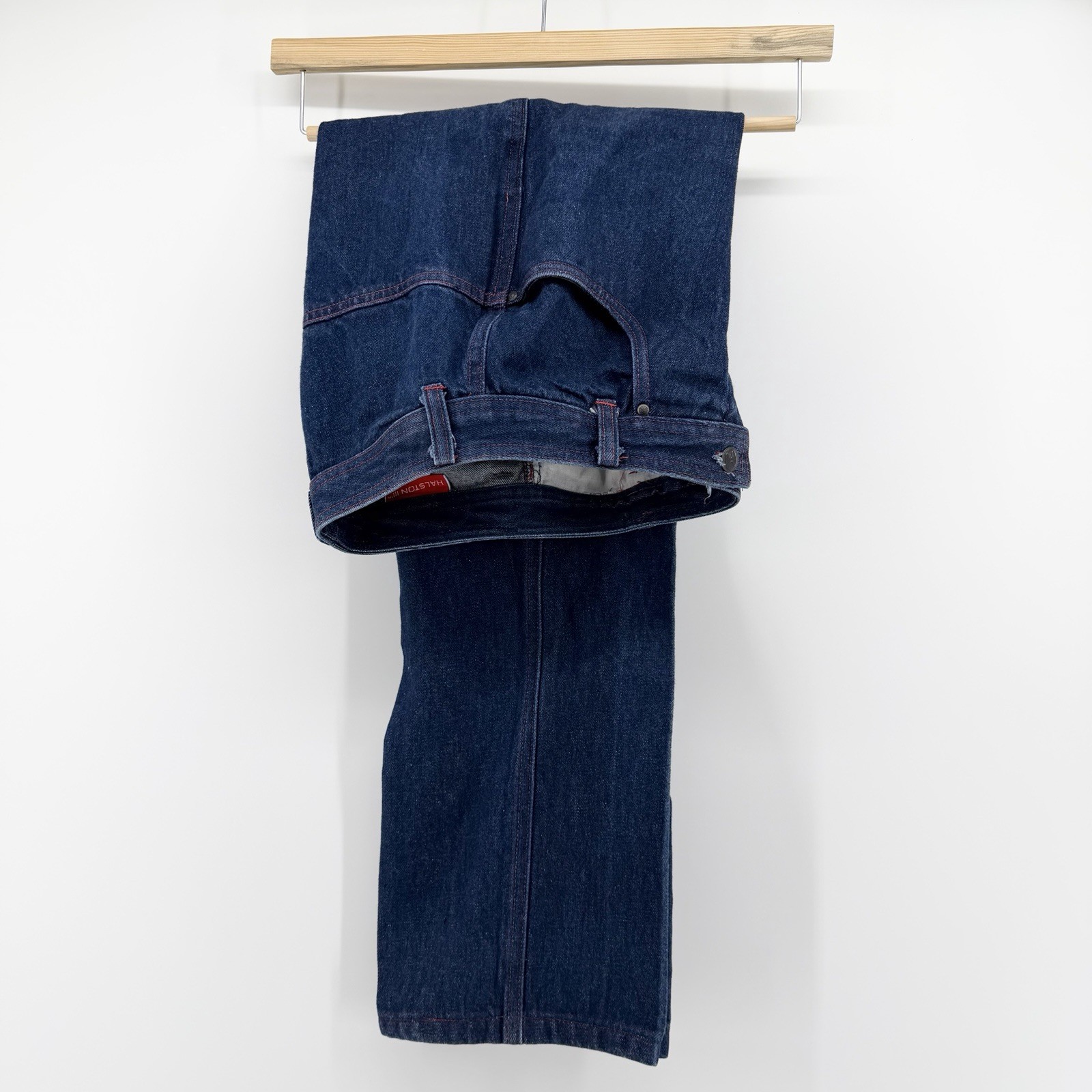 Vintage 80s Halston III 25×27.5” Modern Size 0/2 High Waisted Jeans Red Stitch