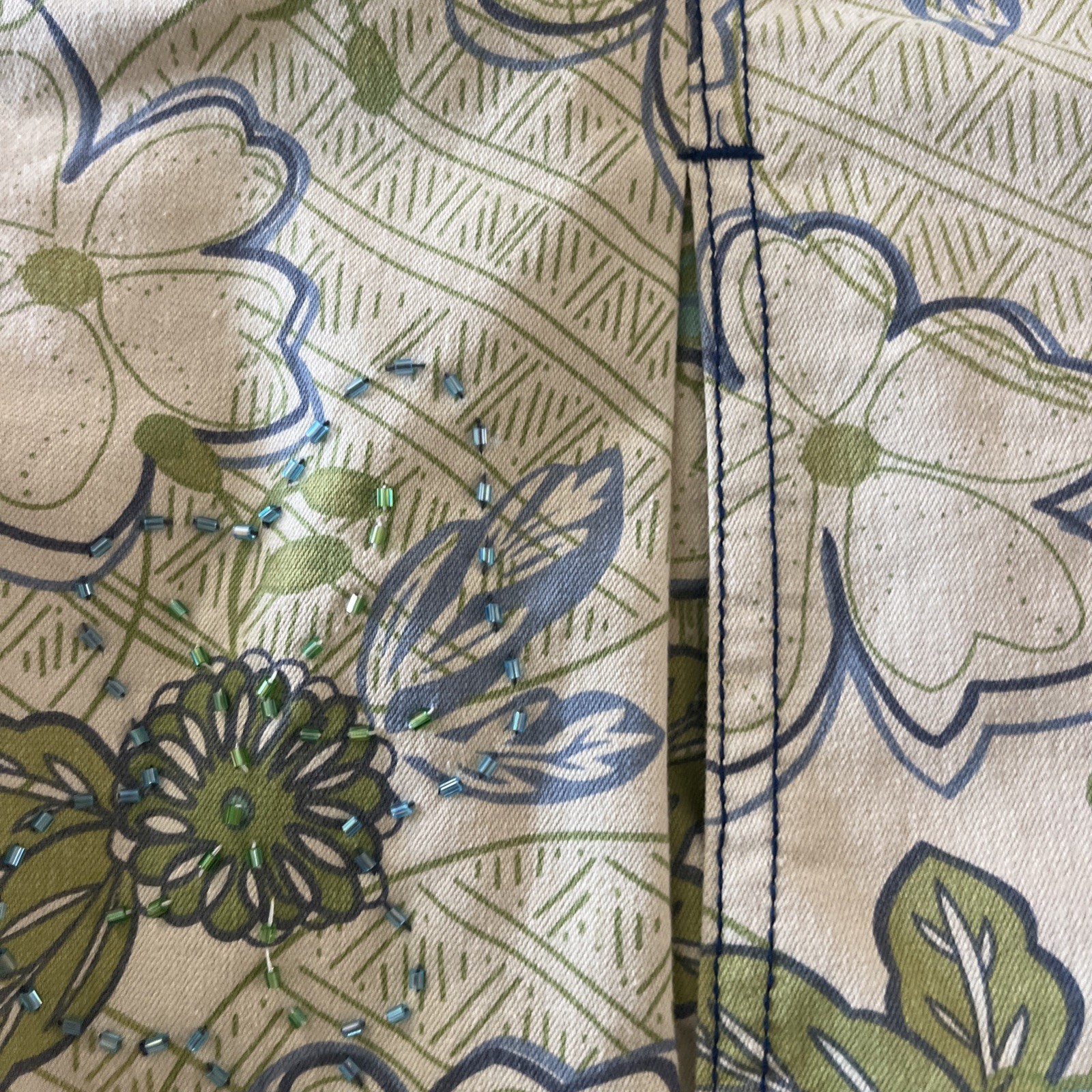 Vintage Susan Bristol Blazer Jacket tan Flowers Embroidery Beaded Small