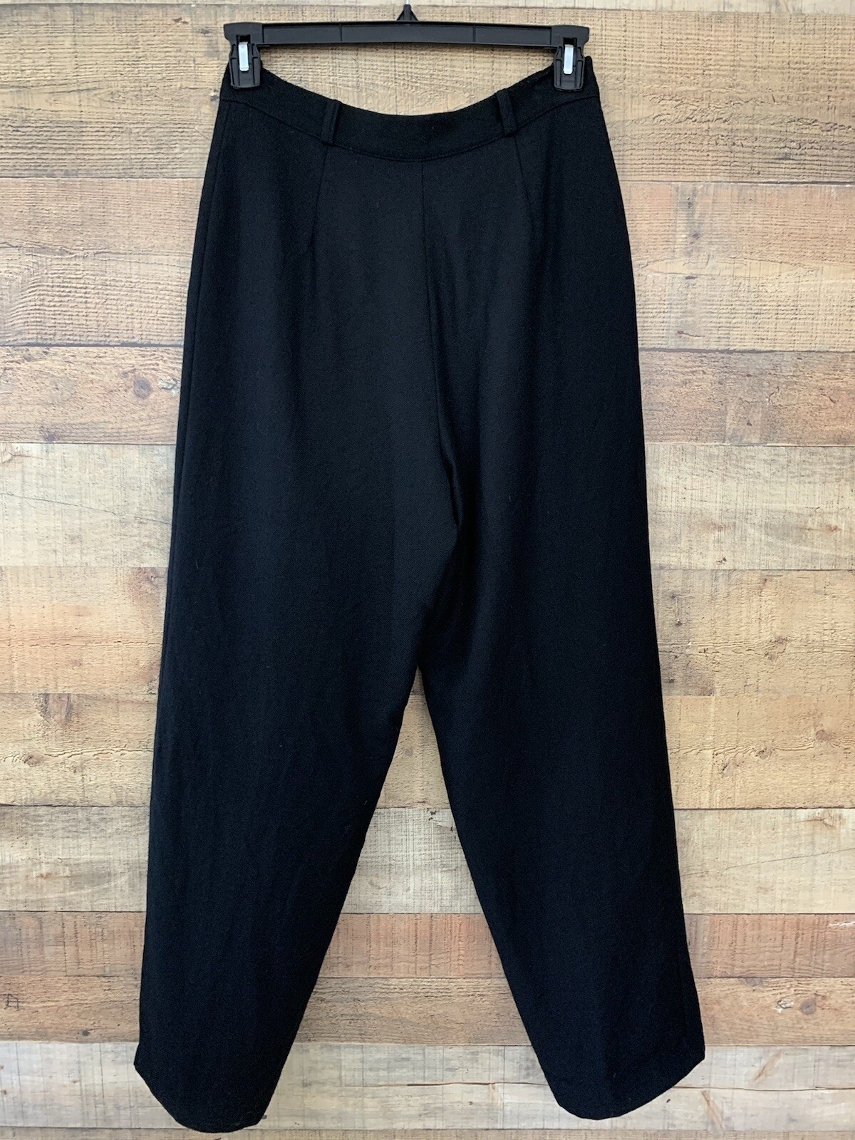 Vintage Alanni Black Wool Pleated Lined Trousers Size 12 Cozy