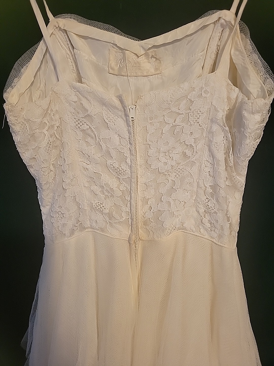 Real Vintage 50s Party Dress Corset Tulle Cream 32 XS