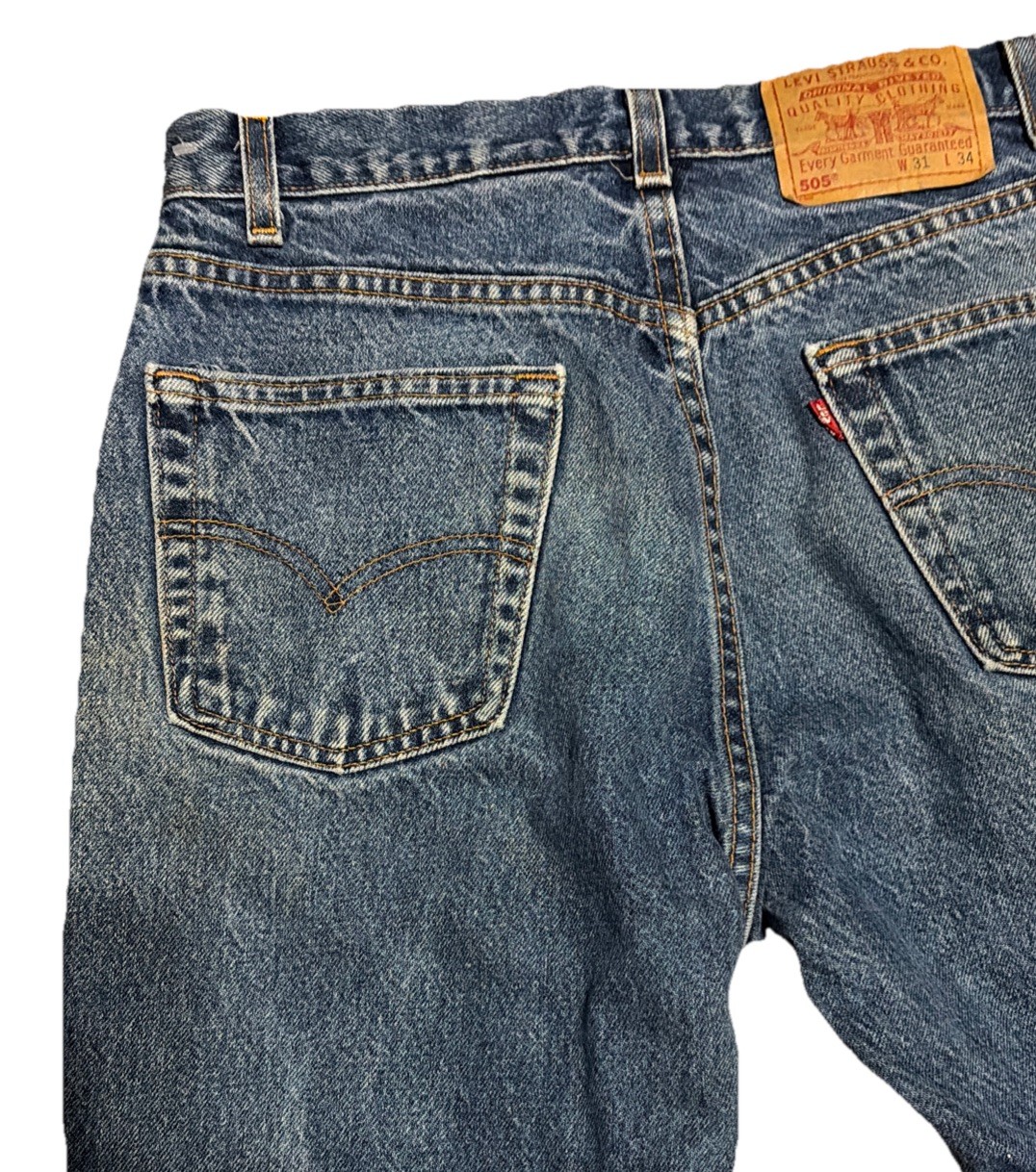 Vintage Levis 505 0216 Red Tab Blue Jeans Denim Womens 30×33 USA Made Fades 90s