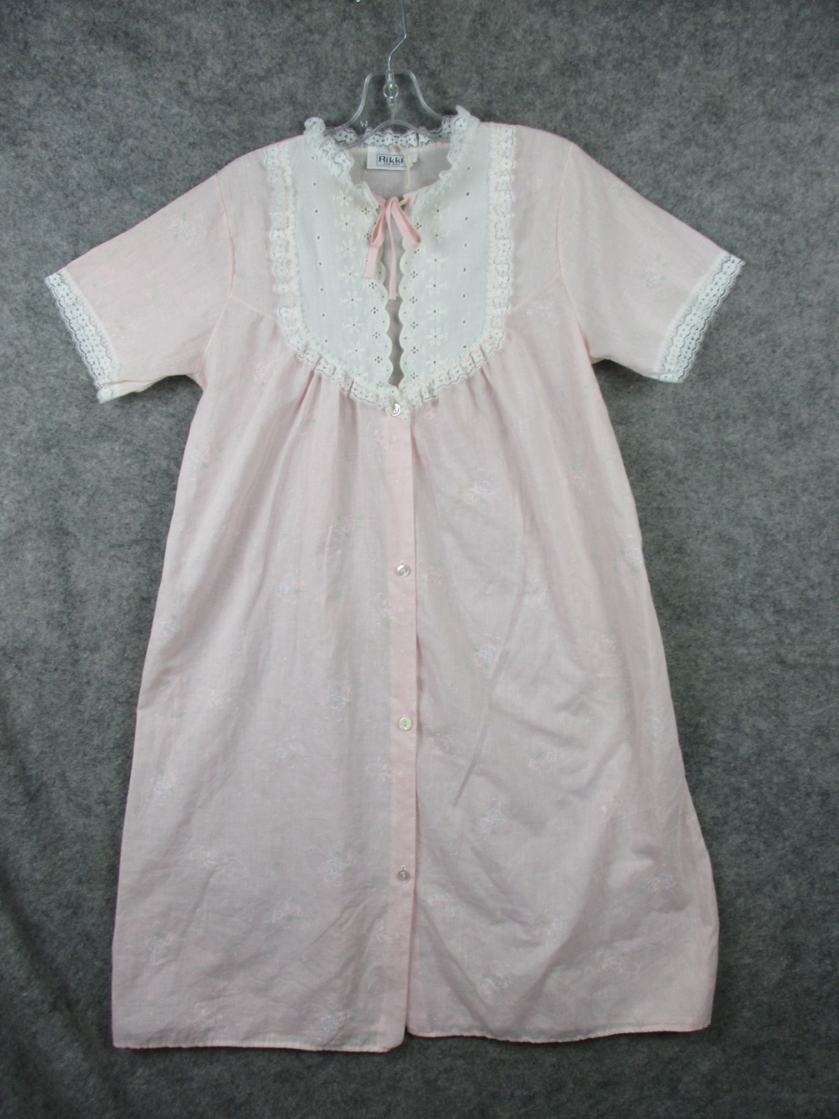 Vintage Rikki New York Night Gown Women’s S/M Pink Long Nightgown Ruffles Lace