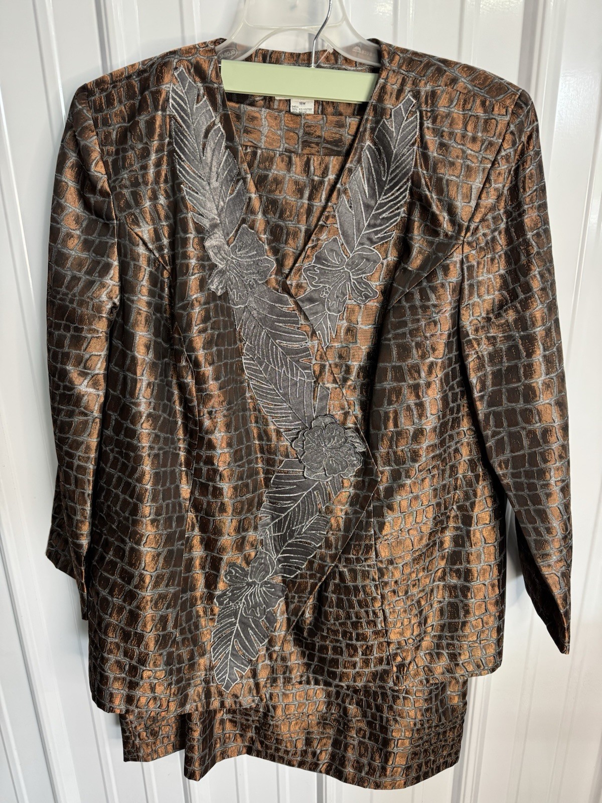 Vintage Elsa Loraine Blazer jacket and skirt set size 18 W crocodile print