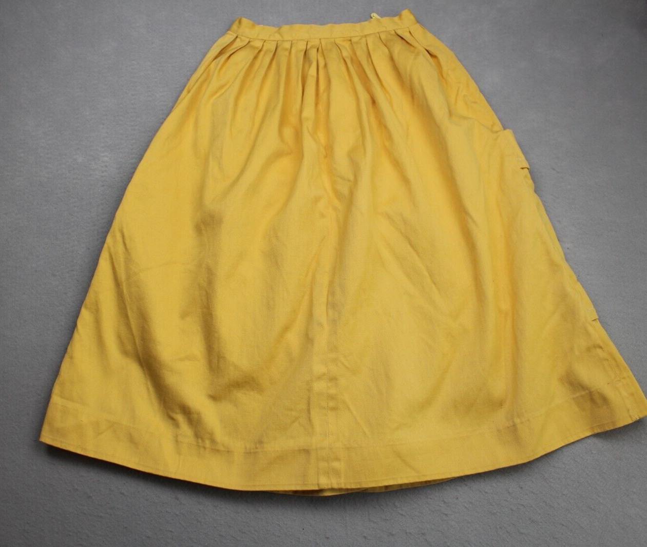 Vintage Handmade Skirt Womens Small Yellow Heavy Cotton Buttons Pockets 1940s