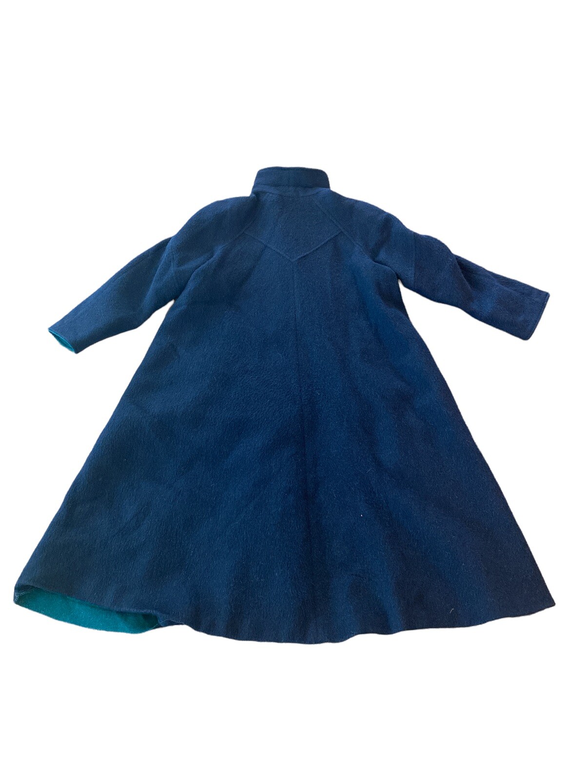 Vintage Jimmy Hourihan of Dublin Ireland Wool Alpaca Jacket Coat MIDI Blue Green