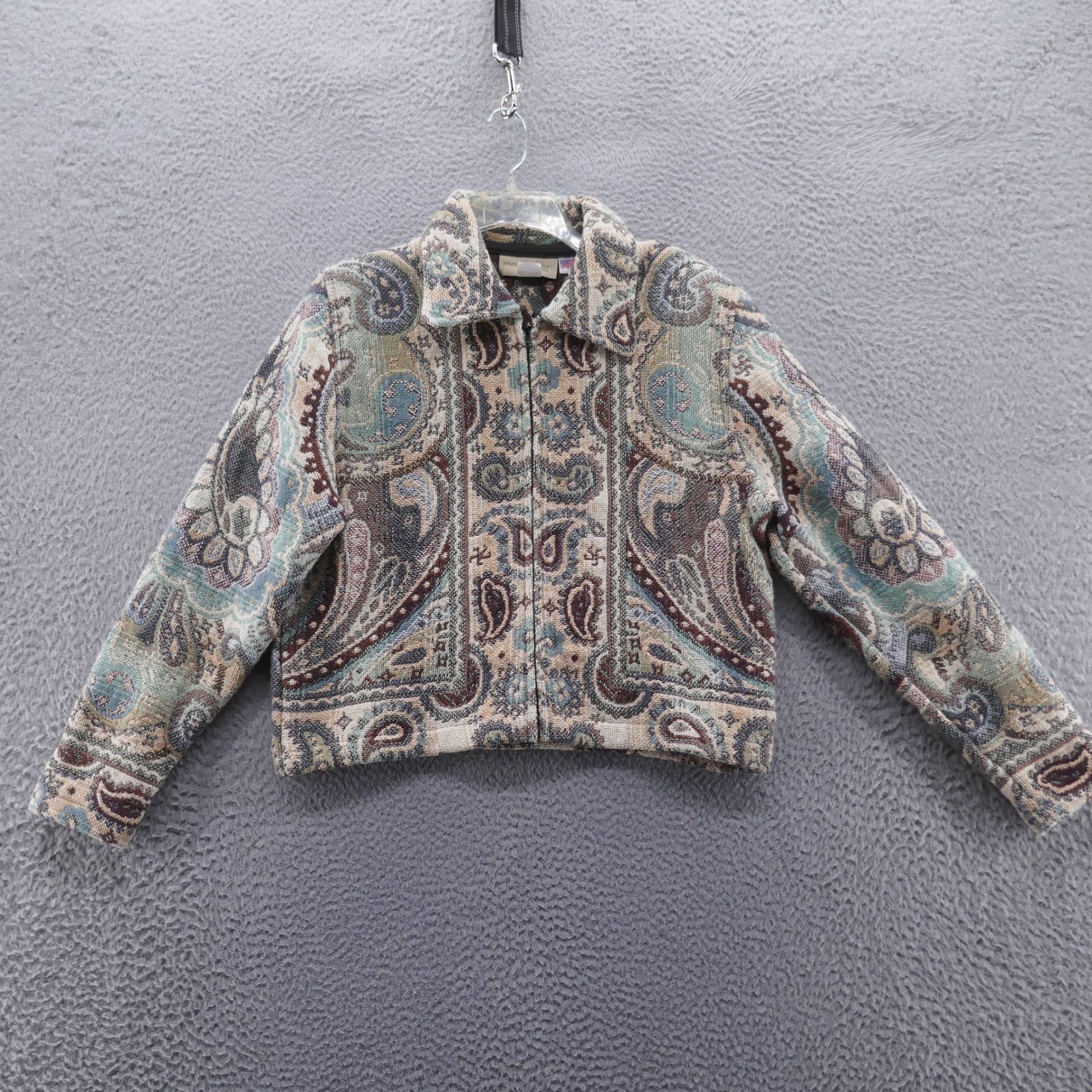 Painted Pony Vintage Tapestry Jacket Womens Medium Paisley Woven Cotton Made USA