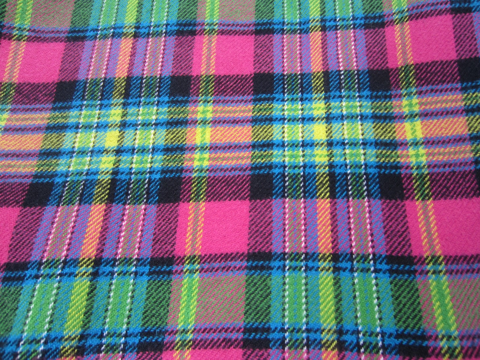 VTG~Womens~LG~NEON Plaid Ralph Lauren Polo Flannel Button Down Shirt~Long Sleeve