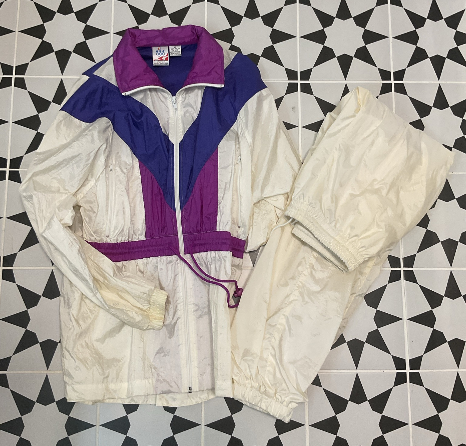 VTG 90s Olympic Tracksuit Wind Suit Wind Breaker Pants Team USA JC Penney Sz M
