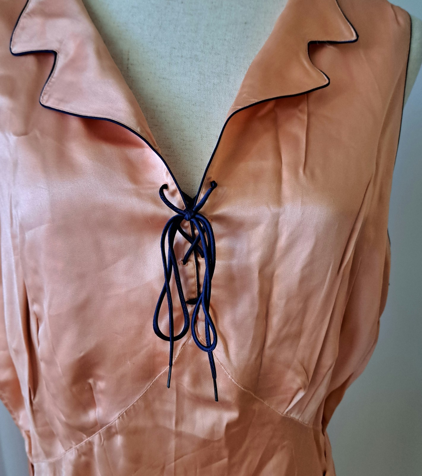 Vintage Barbizon 1930s/40s Peach Bias Cut Gown Silk & Rayon Satin Seraphim Sz 40