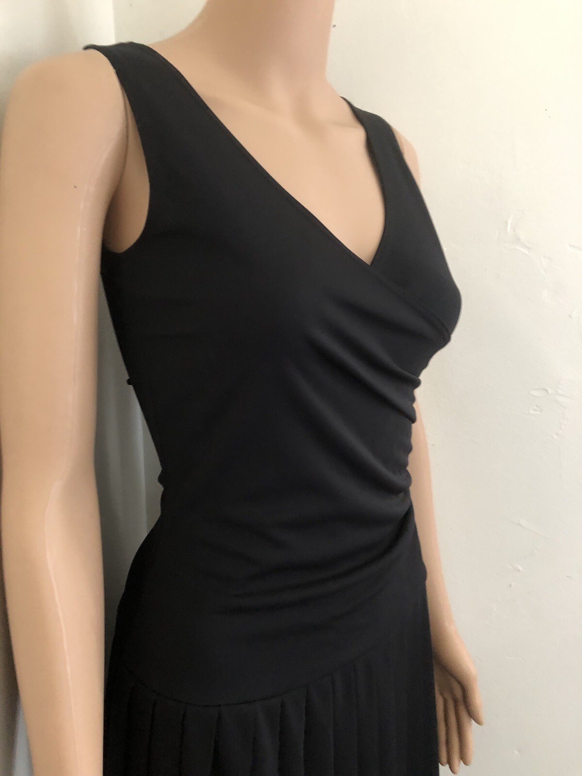 Vintage Taboo Crossover Black Lbd Y2k Drop Waist Pleated Skirt Dress