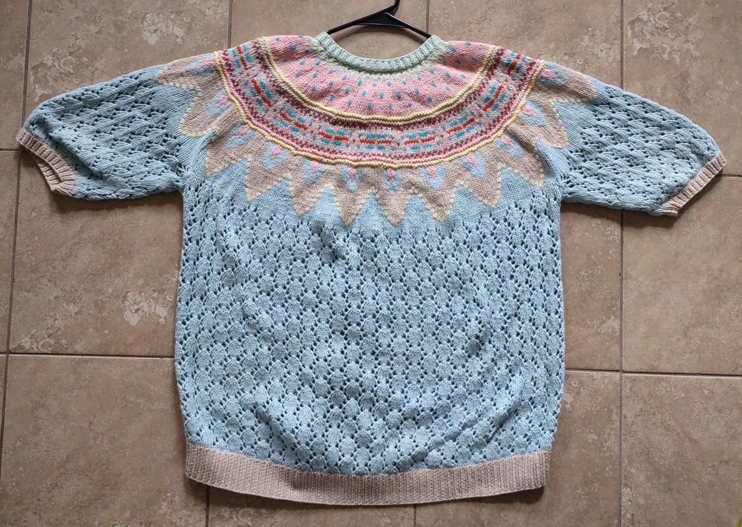 Vintage 1980s Putumayo Sweater Medium Half Sleeve Cotton Cardigan NYC Boutique
