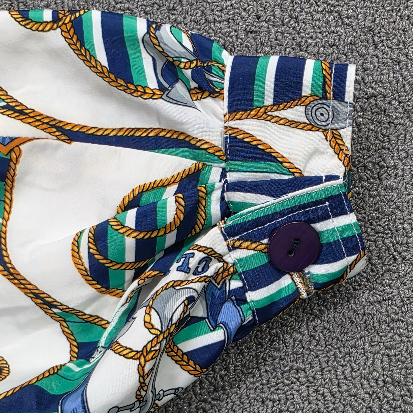 Da-Rue of California Vintage Nautical Sailboat Print Windbreaker Jacket Green 14