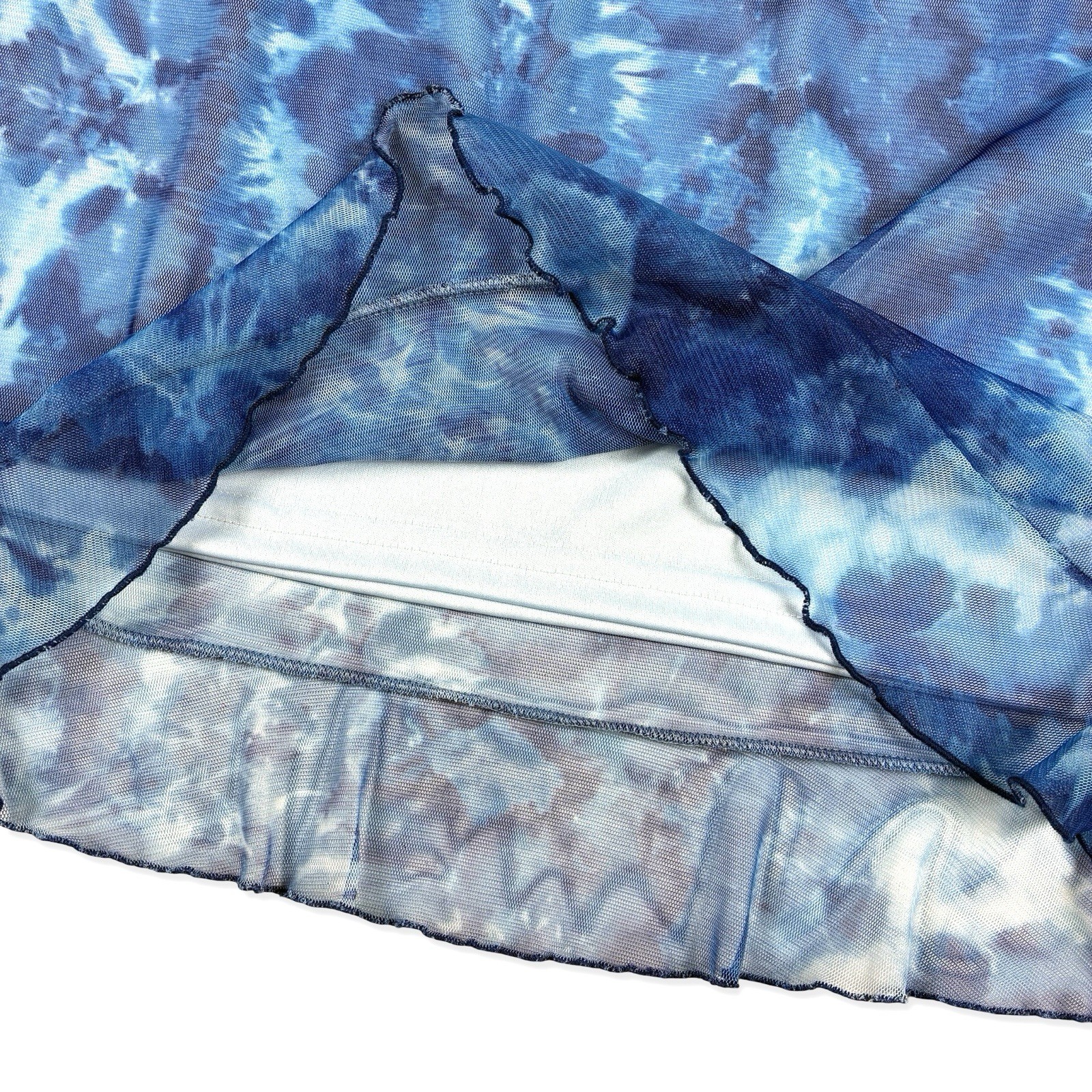 RAG Women’s Vintage 90’s Y2K Blue Mesh Skirt Grunge L