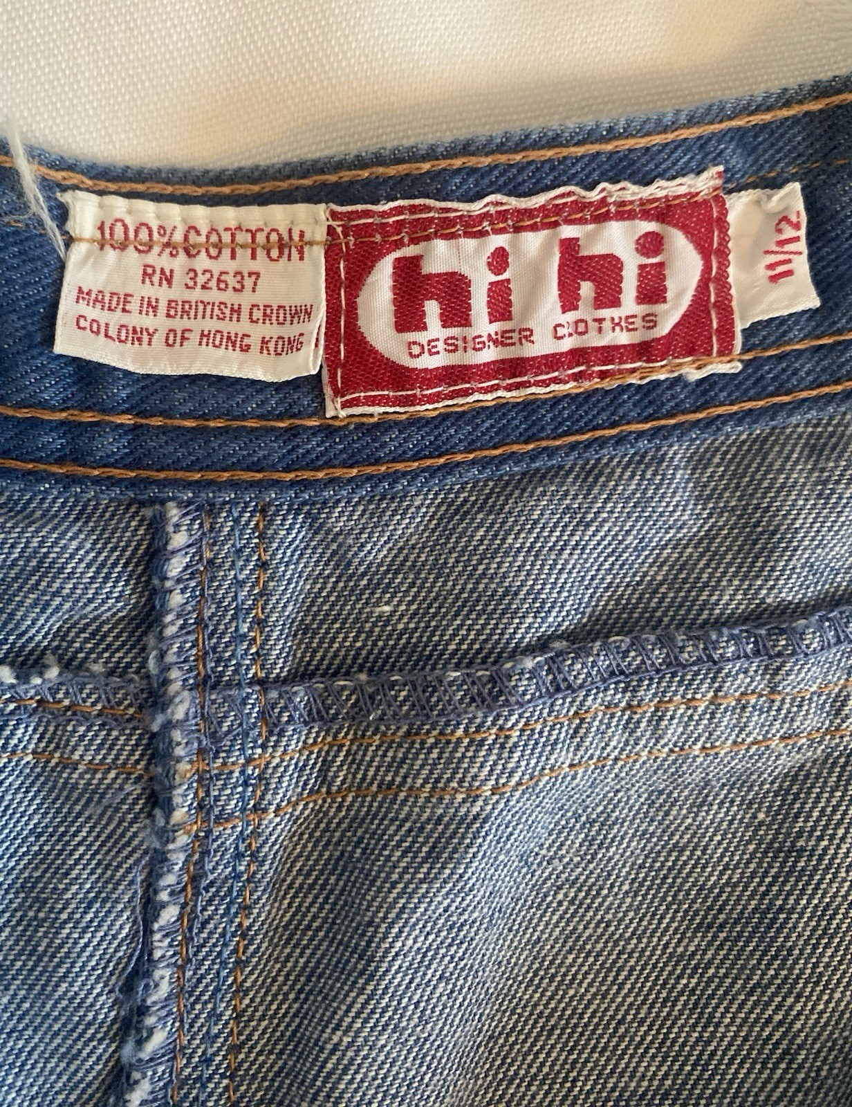Vintage 70s Hi-Hi Denim Midi Jean Skirt Women’s 11/12 A-Line 100% Cotton Slit