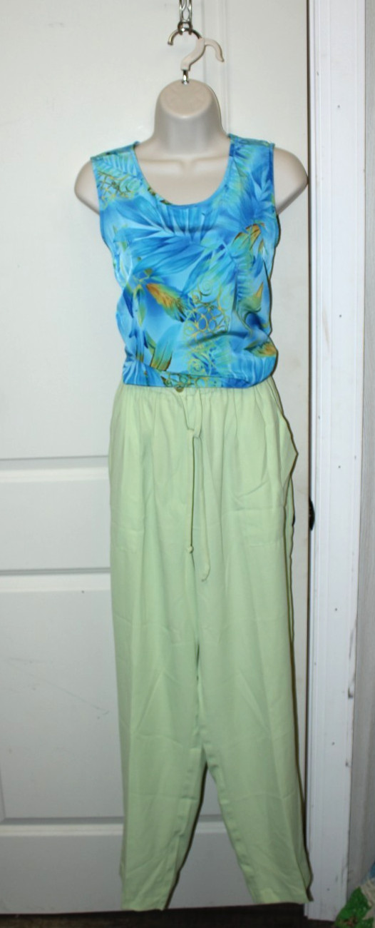 (2)Vintage 90s Granny Skirt Outfit Maggie Sweet Sz S/M Shirt Green Summer Church