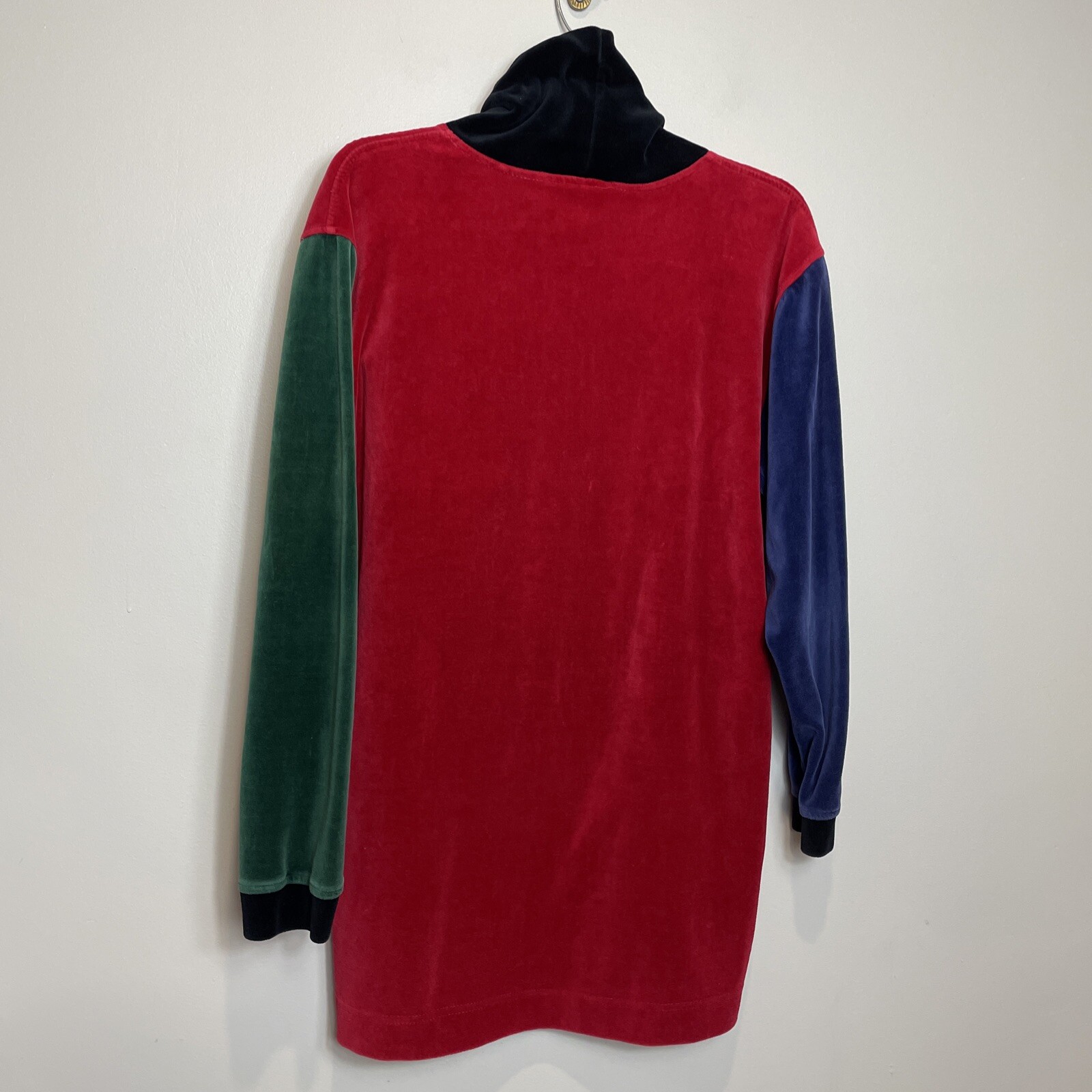 Talbots Vintage 90s Holiday Colorblock Velvet Turtleneck Tunic Pullover Size M