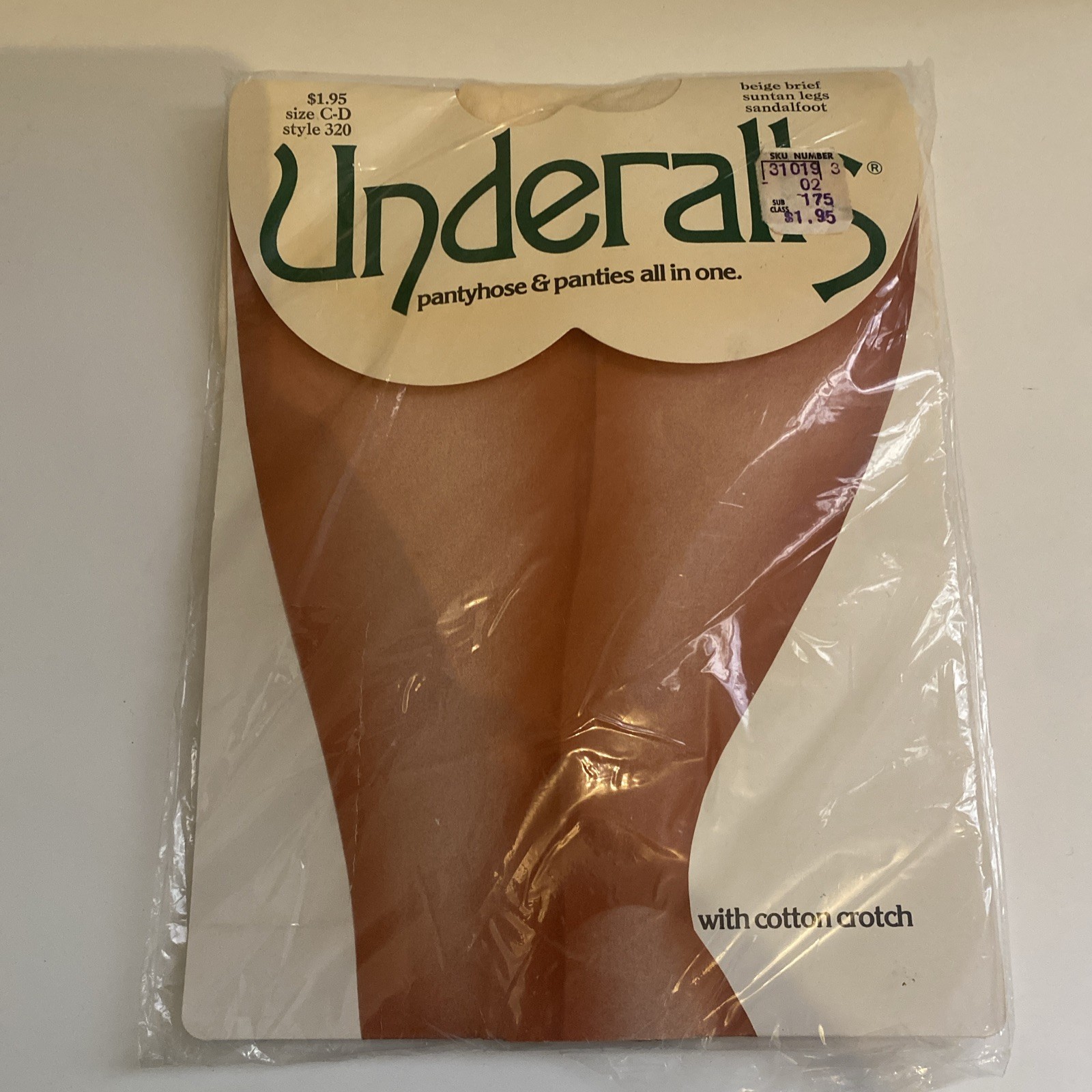 Hanes Hosiery Underalls Pantyhose Beige Brief Suntan Legs Size C D Vtg 1980