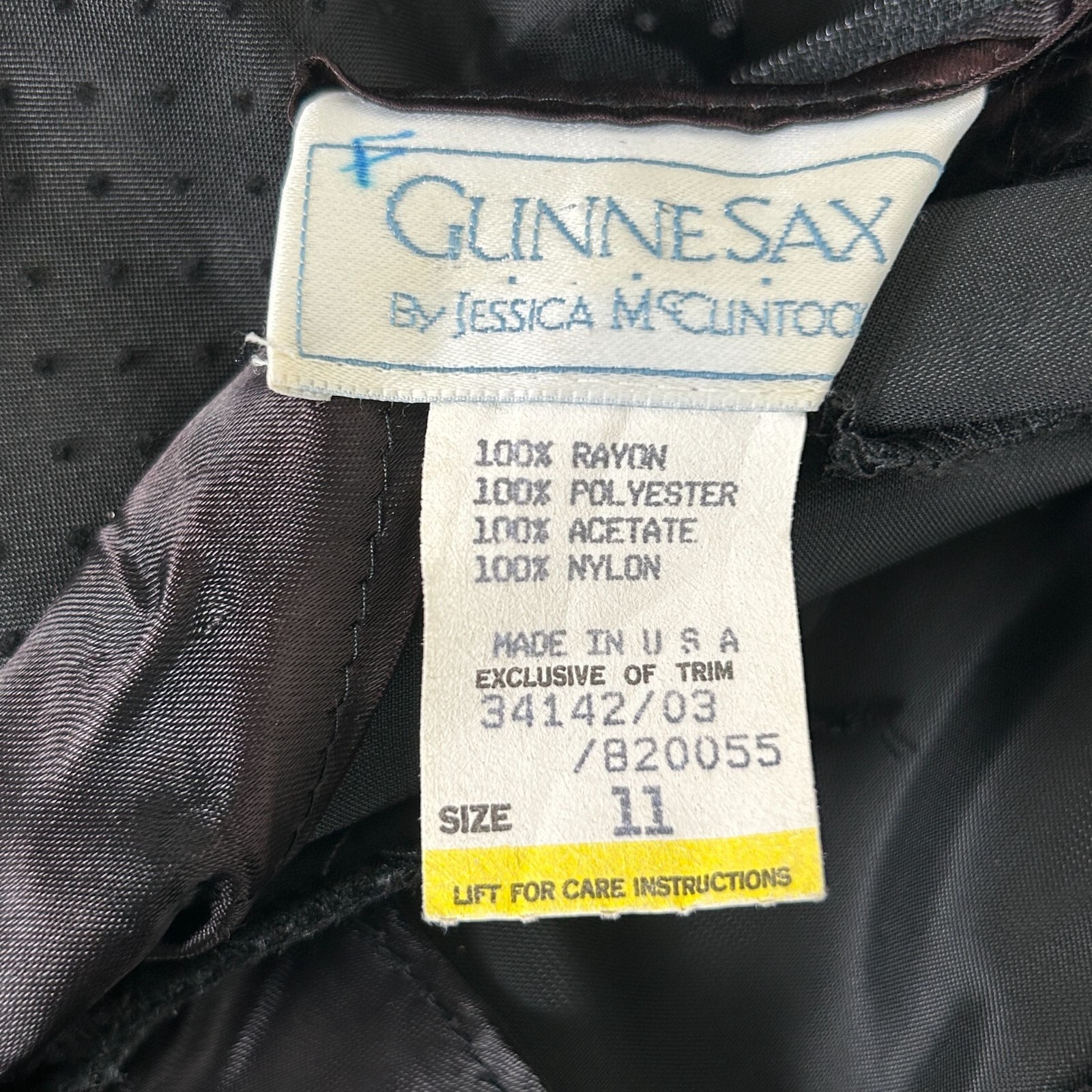 Vintage Gunne Sax Jessica McClintock Dress Size 11 Black Velvet Lace Gothic Gown