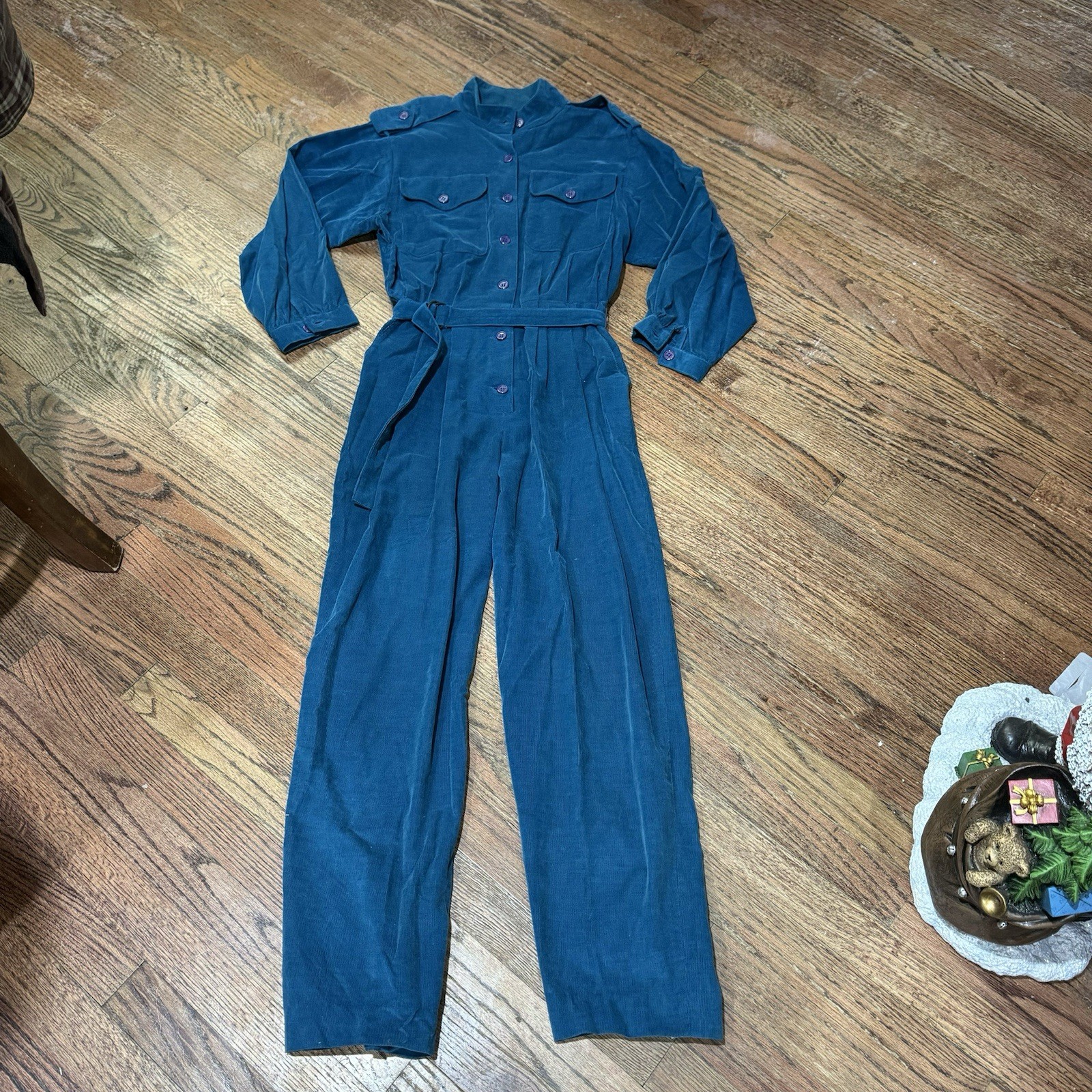 Vintage 80’s Jumpsuit Corduroy Blue 100% Cotton Very Rare Sz Sm. Very Retro