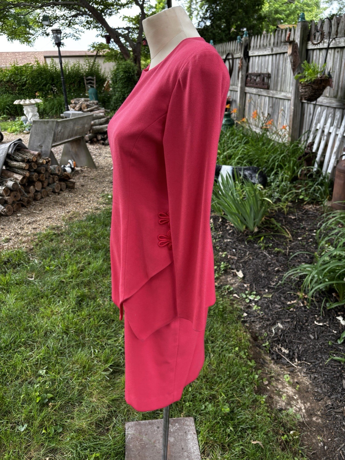 VTG 80s Dress Peplum 80s Career Cocktail Small Sz 4 Pink Wool Union 34x30x34″
