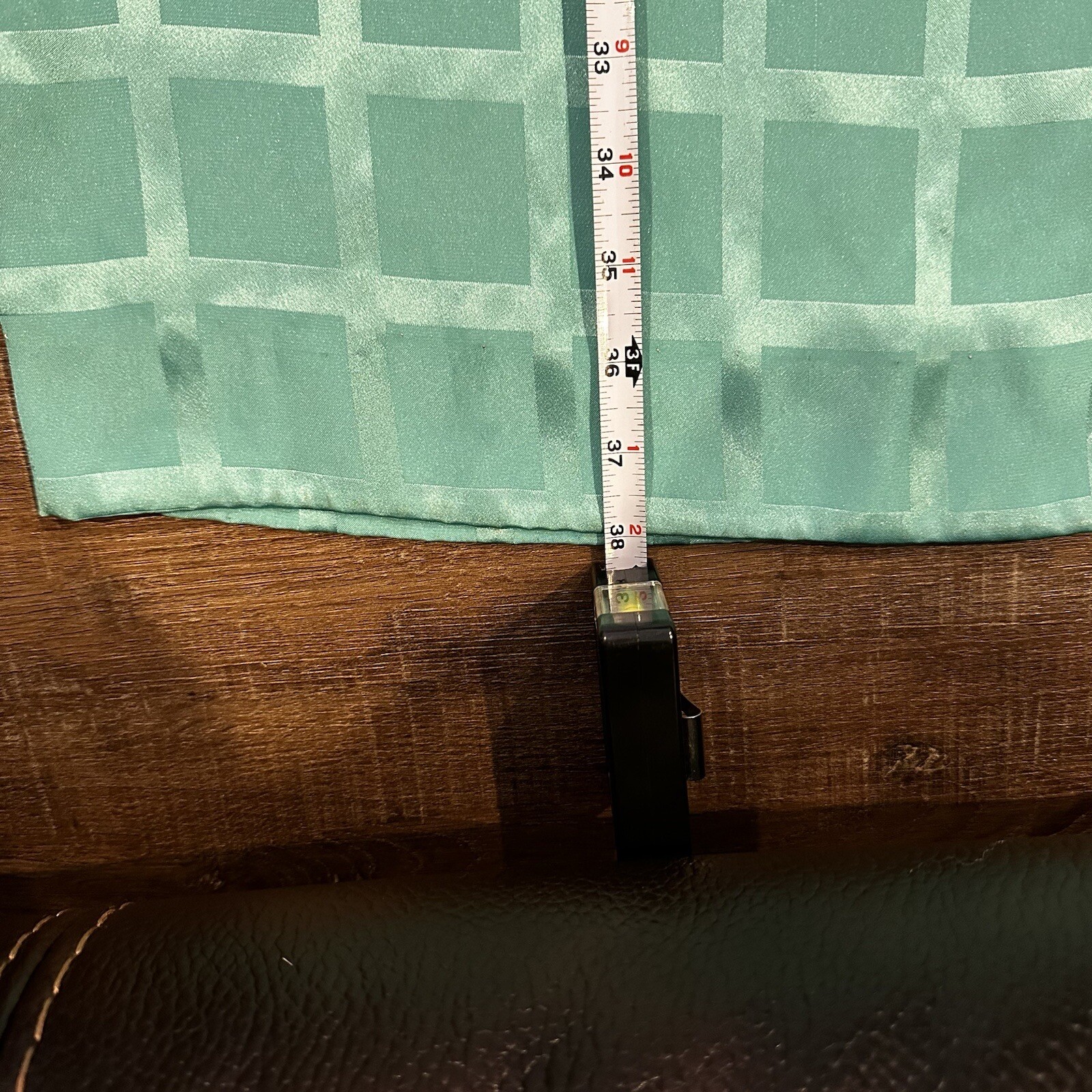 Vintage Teal Blue Windowpane Satin Midi Dress Pleated Flutter Sleeve Belted M