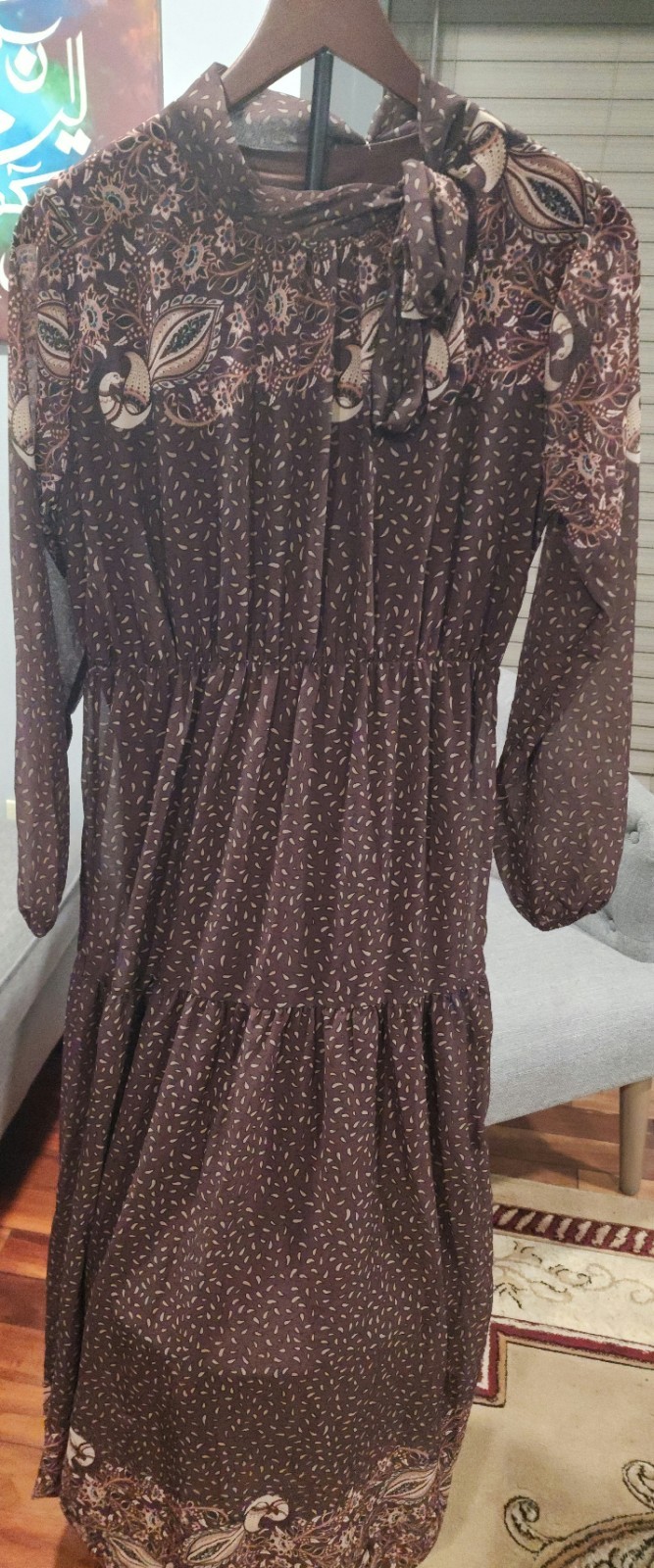 brown floral maxi dress