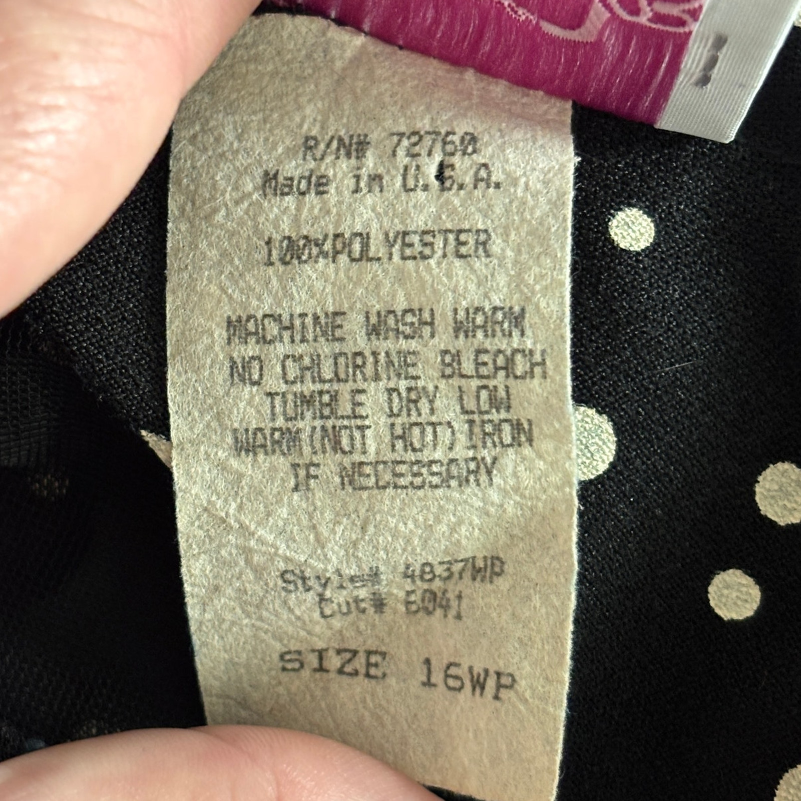 Vtg 80s California Looks Dress Size 16 Black White Polka Dot Layered Shift Retro