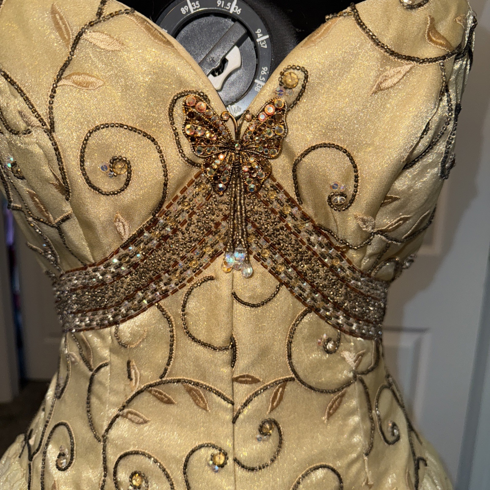 VTG NWT $5K MICHAEL CASEY COUTURE NEIMAN MARCUS GOLD STRAPLESS GOWN DRESS 10