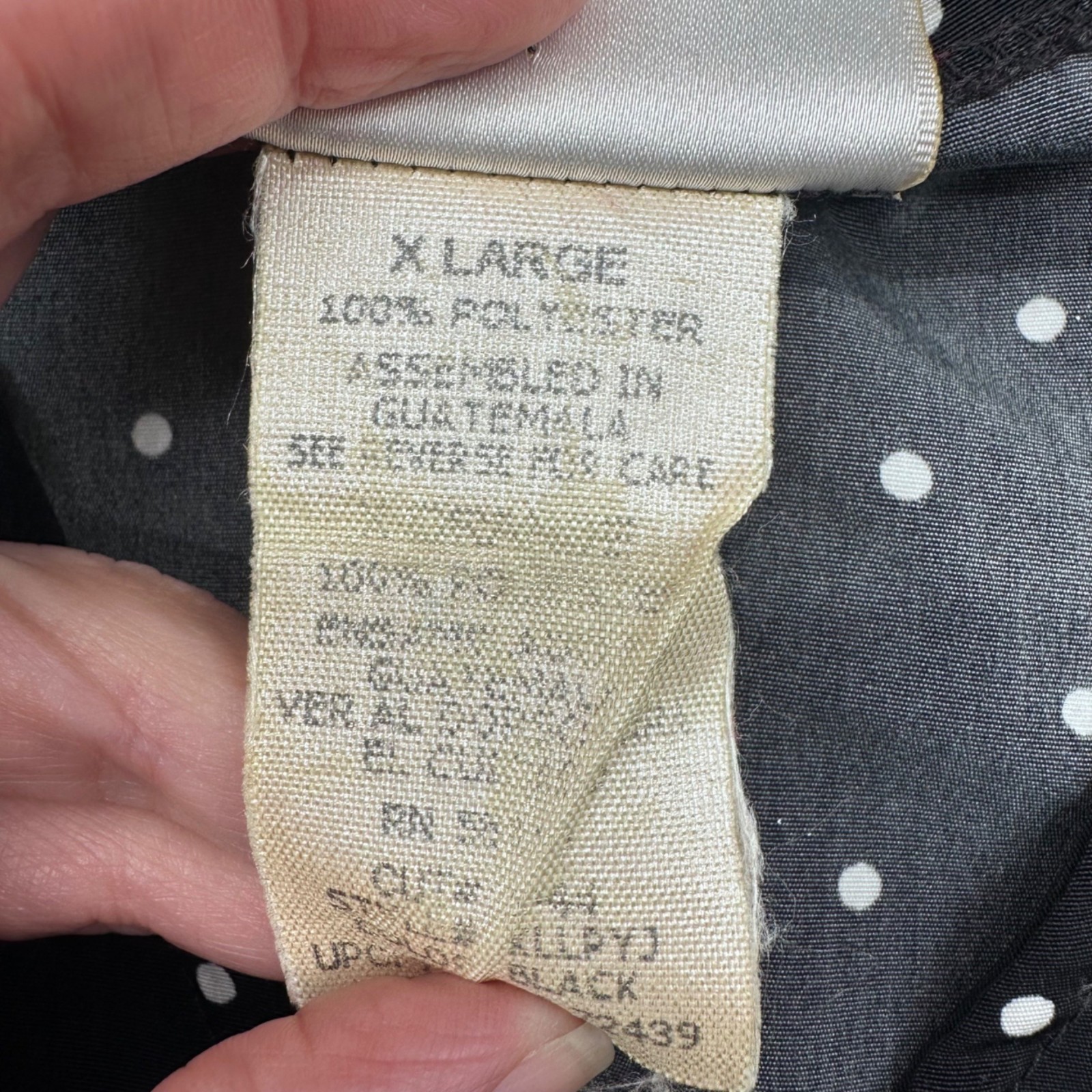 Vintage Black Polka Dot Shirt Button Down Short Sleeve Blouse XL 90s Kathie Lee