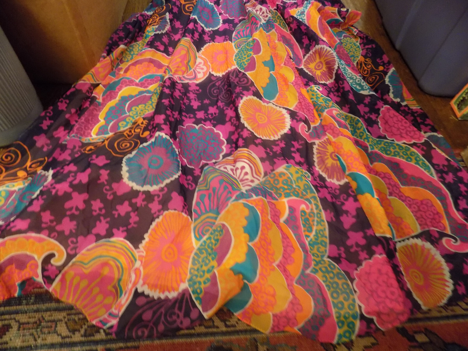 Don Luis vtg Halter Maxi Dress & Sheer Jacket BOLD Groovy Purple Orange Pink M