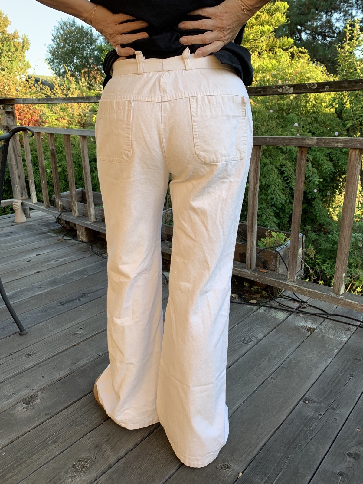 vintage 1970s Paris SYM français Wide Flare Leg cotton Twill Pants 30 x 30