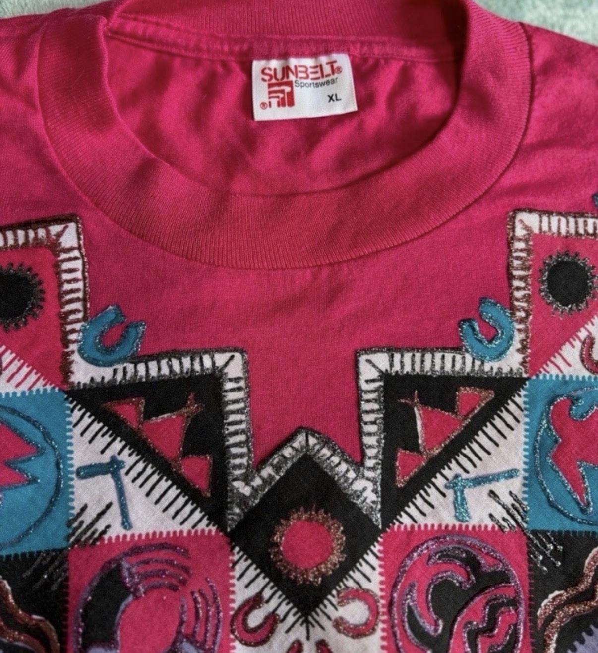 Vintage Sunbelt Native American Western T-Shirt XL Paint Fabric Southwestern Top