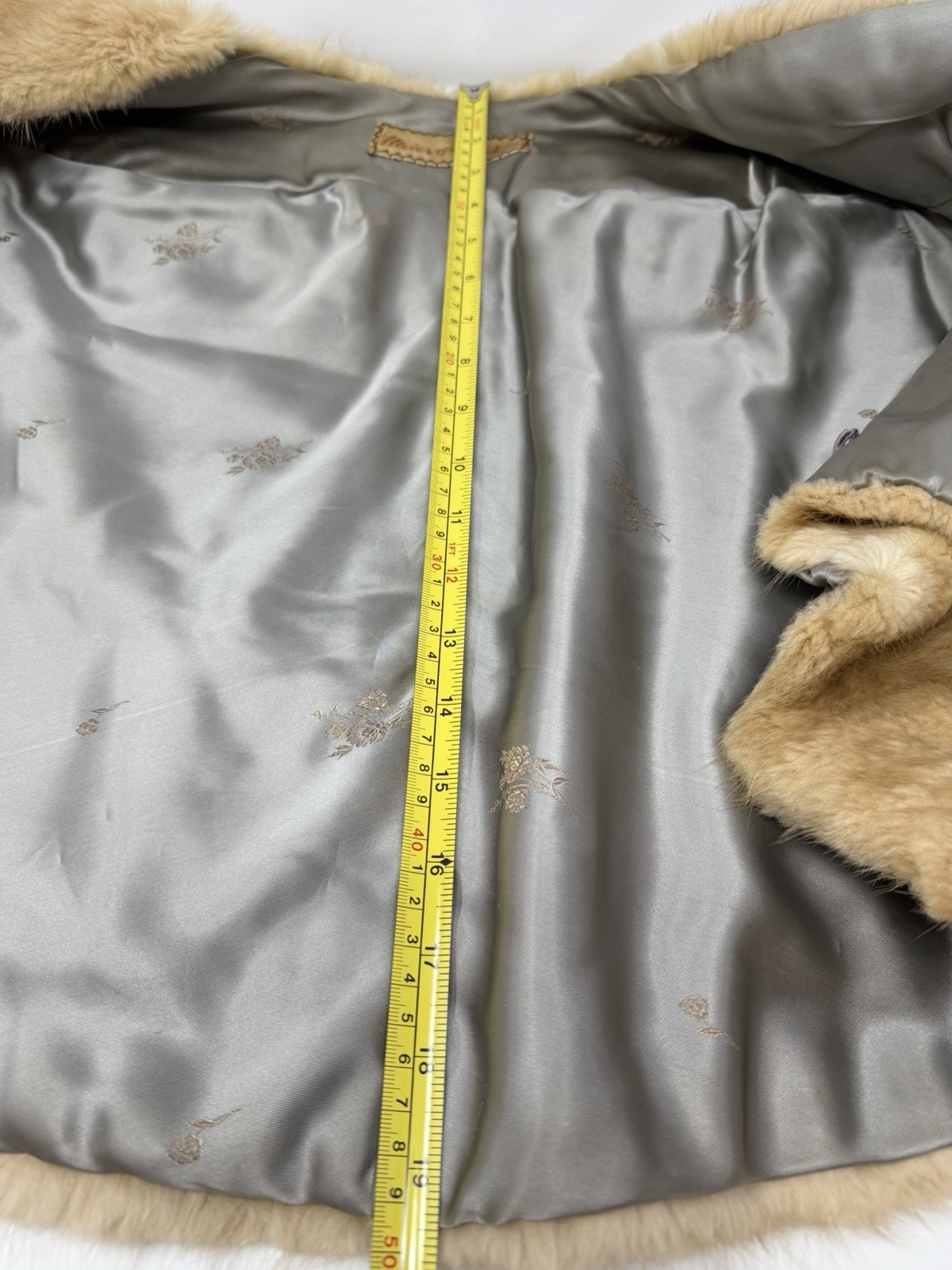 Vintage 50s Style Old Hollywood Fur Capelet Wrap Meier & Frank Tan Satin Lined