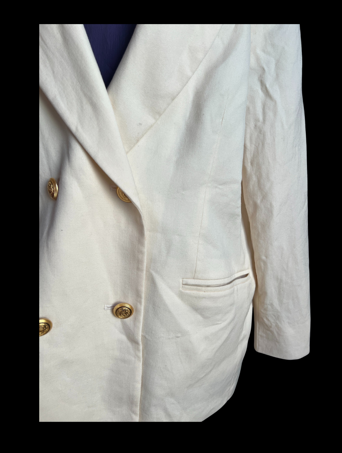 1980s Ivory White Wool Pendleton Double-Breasted Blazer 16b Old Money Preppy