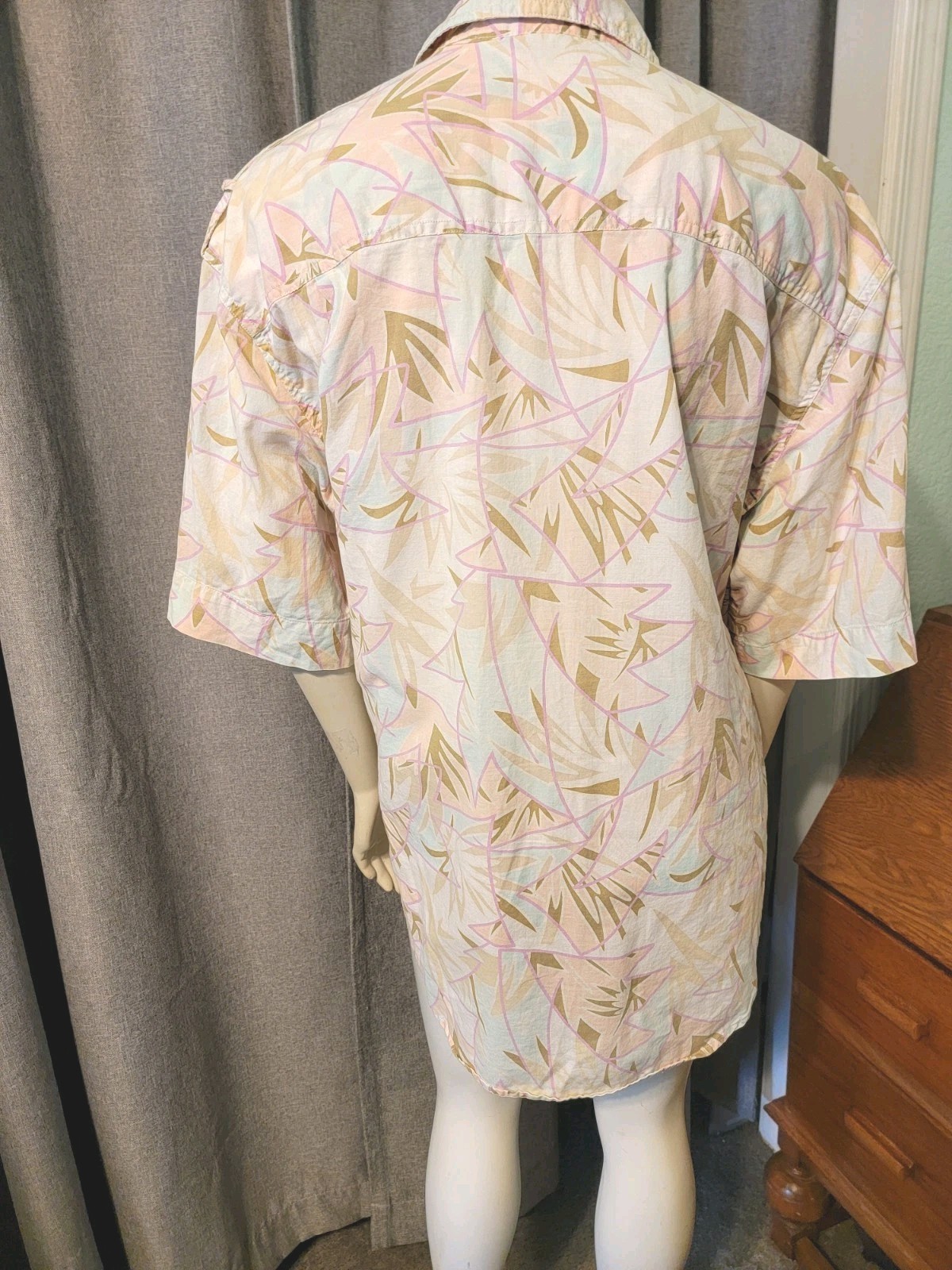 Vtg Grandmacore Counterparts Geometric Pastel Button Down Blouse Hong Kong Sz 10