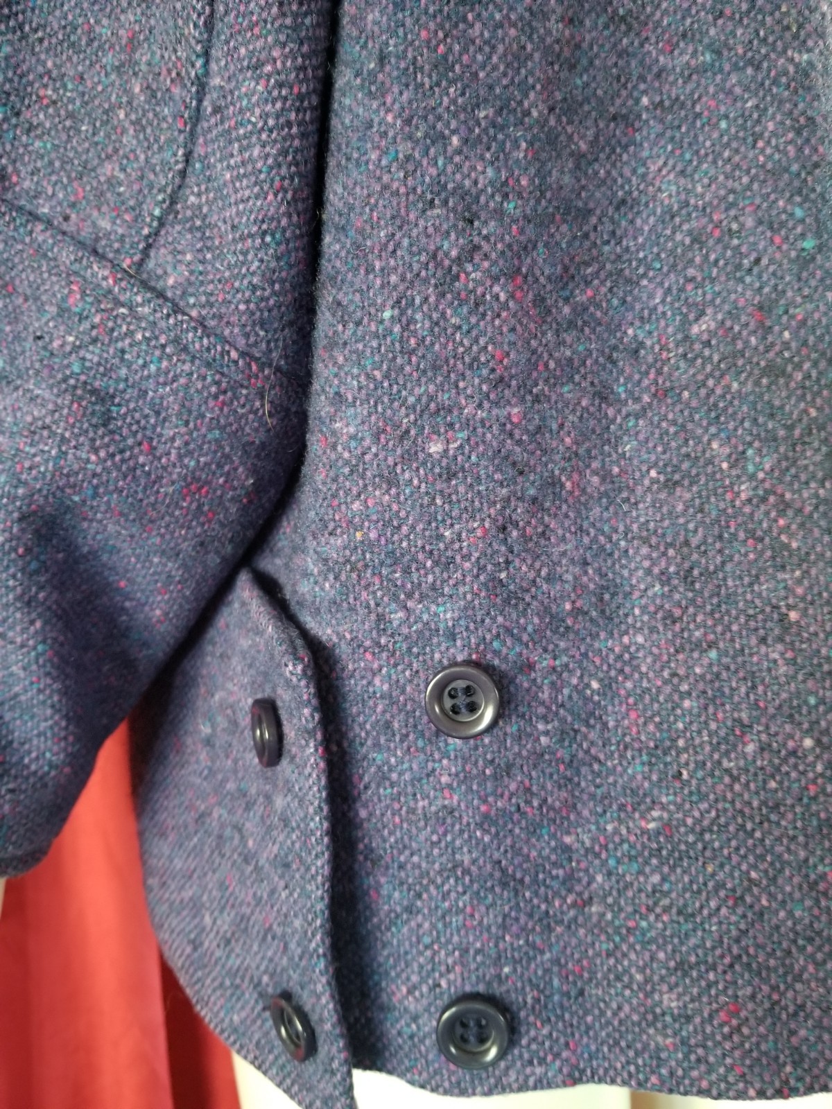 1960’s HOURIHAN Donegal Tweed Pure Wool Womens Vintage Coat Purple Ireland 14