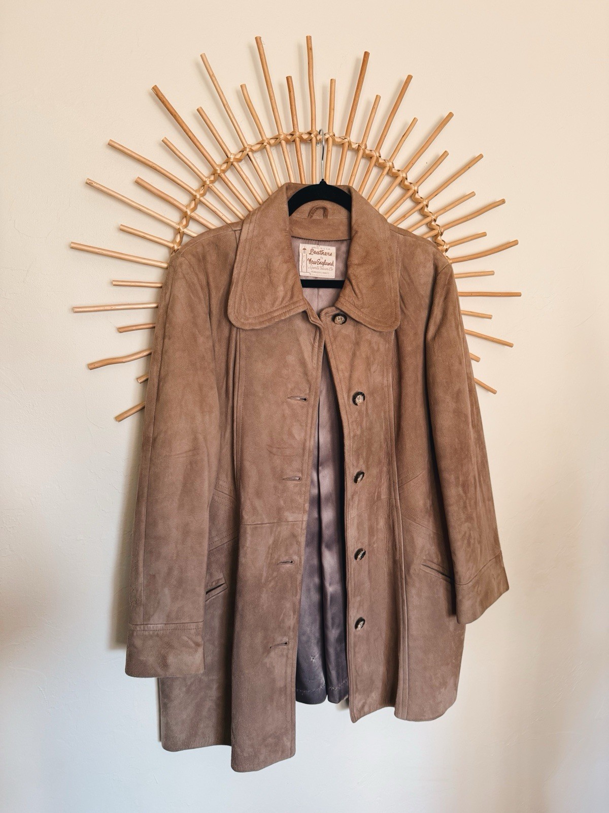 Vintage Leathers By New England Sports Wear Co. Suede Jacket In Camel Brown